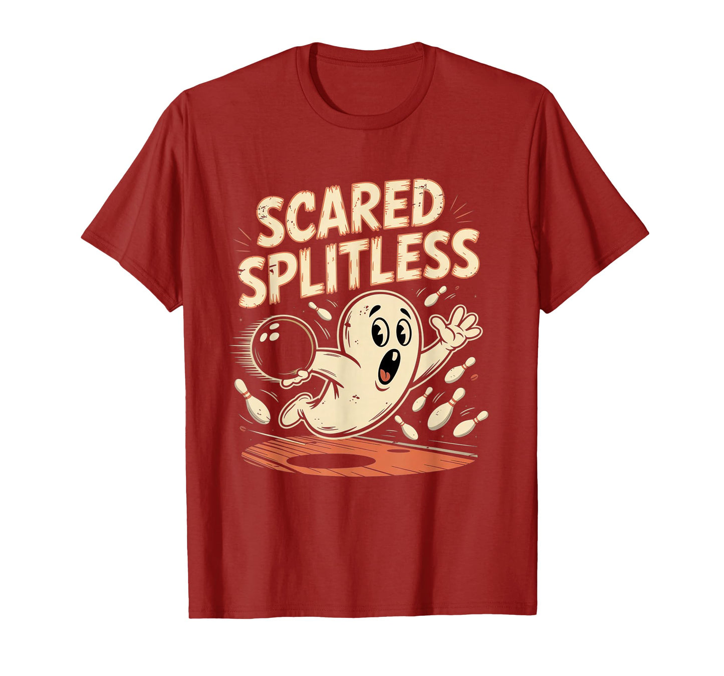 Scared Splitless Bowling Halloween Fun Design T-Shirt