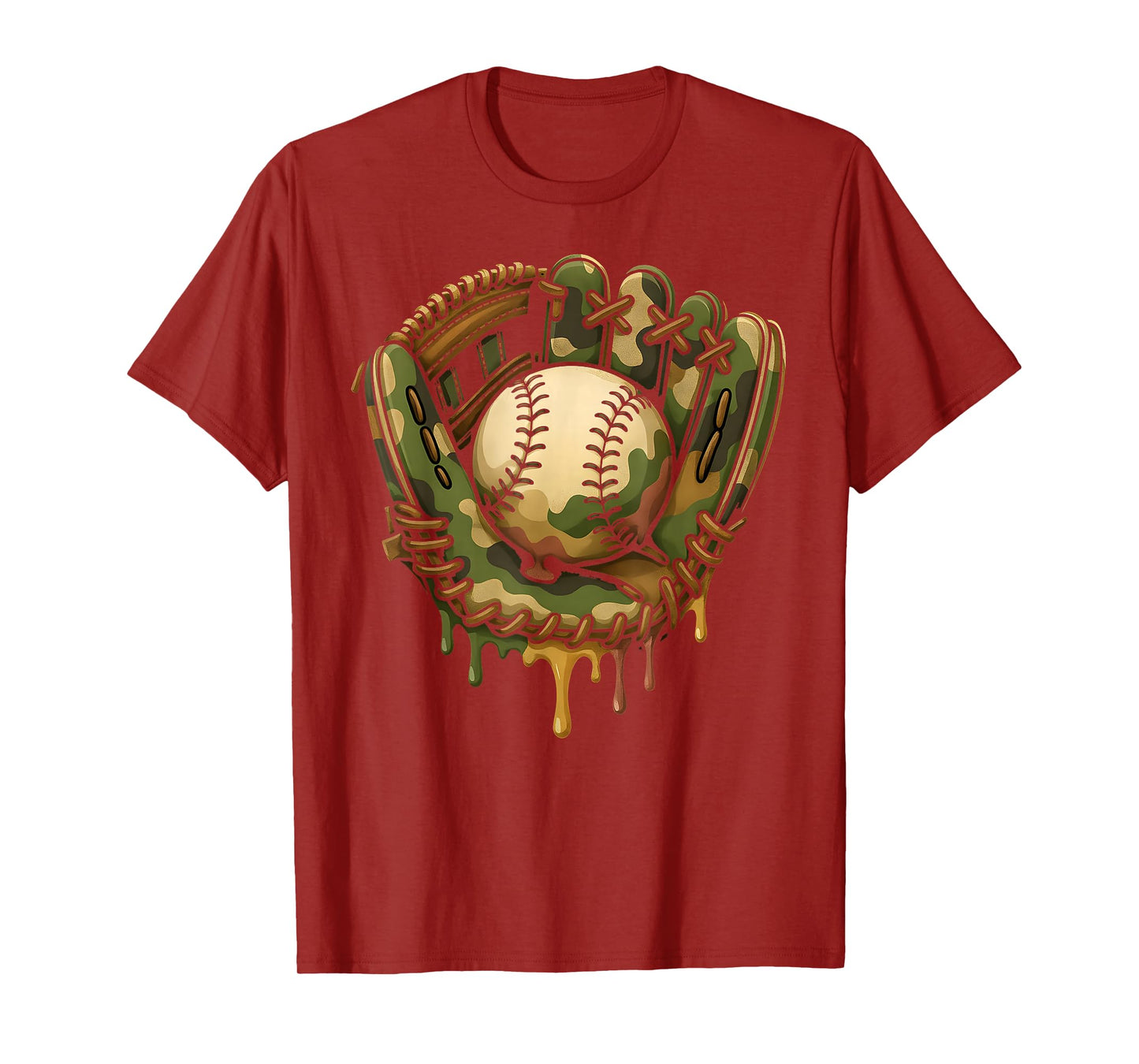 Baseball Drip Camo Baseball Glove Boys Sports Cool Game Day T-Shirt