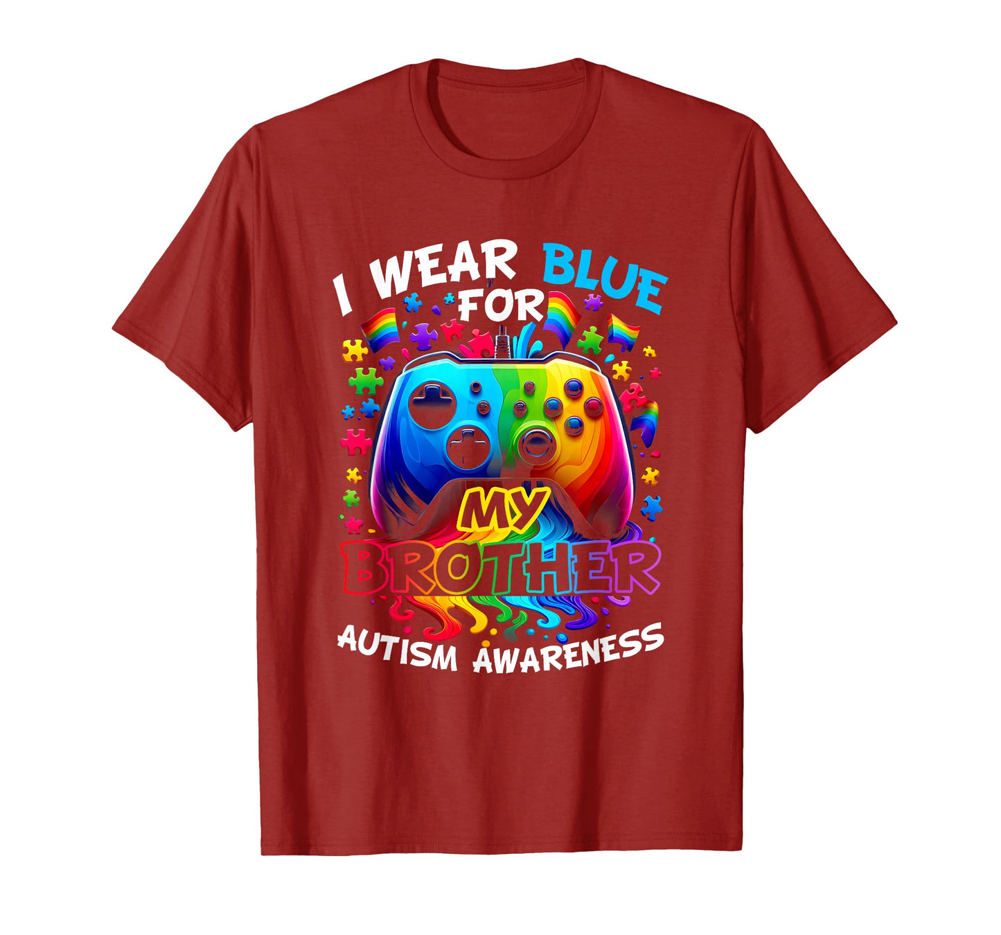 I Wear Blue For My Brother Autism Awareness Video Game T-Shirt