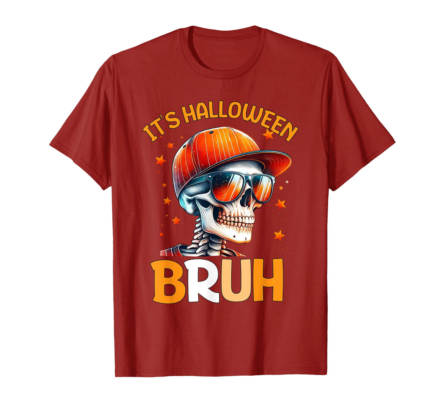 Bruh Halloween Boys Kids Halloween Skeleton T-Shirt