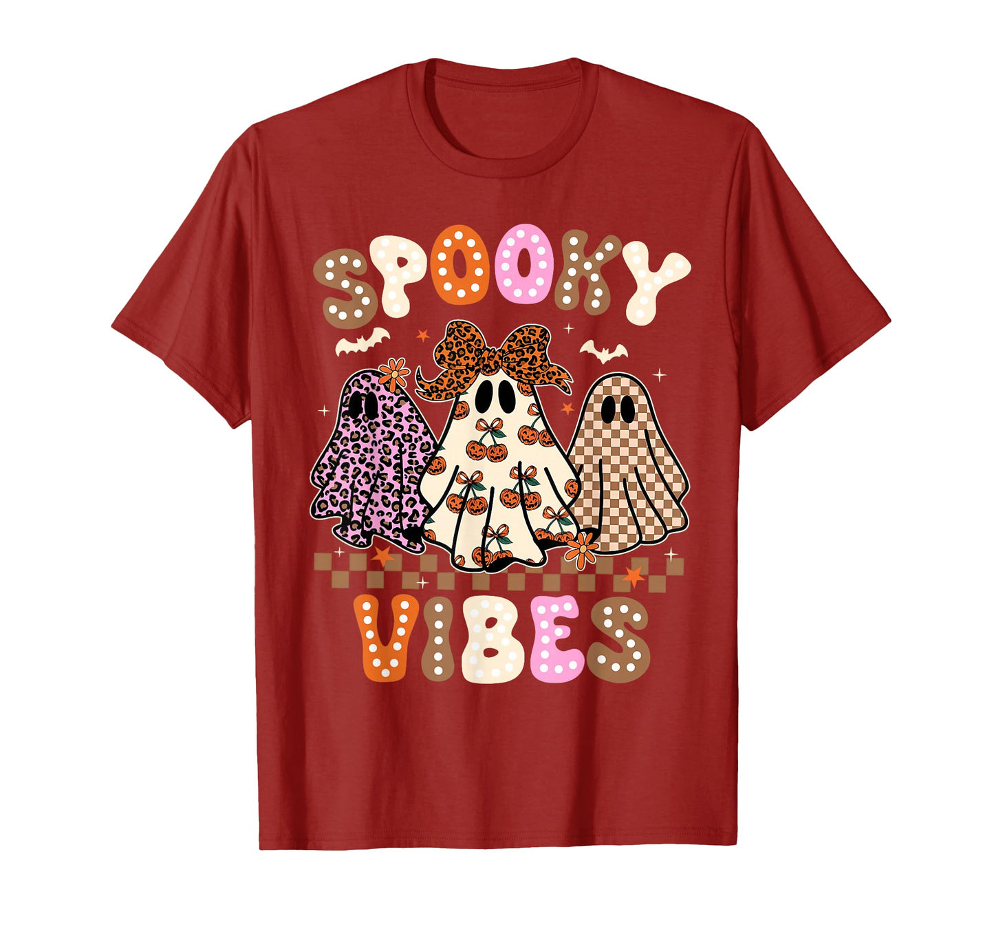 Groovy Spooky Vibes Cute Boo Ghost Halloween Costumes Girls T-Shirt