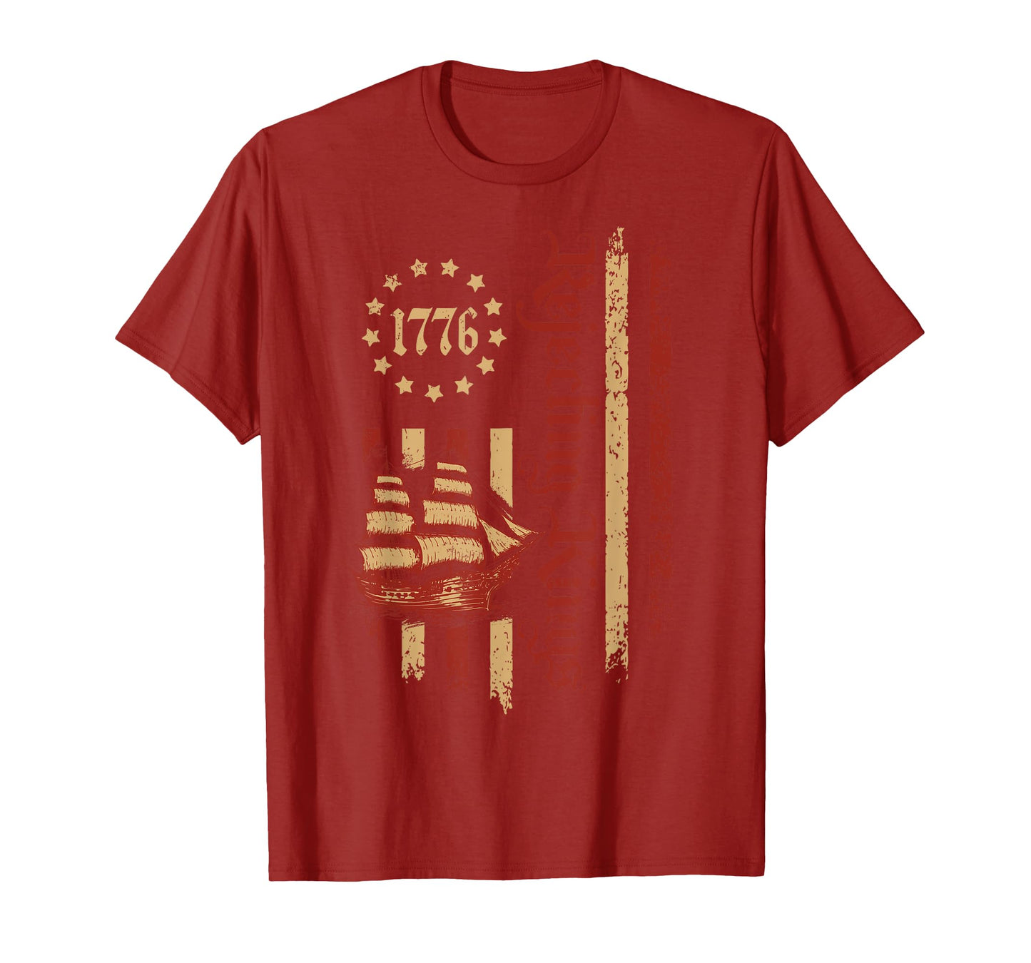 Rejecting Kings Since 1776 Patriotic USA Flag Retro Sailboat T-Shirt