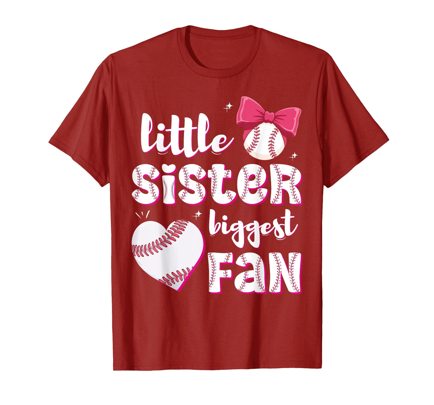 Baseball Little Sister Biggest Fan Baseball Girls Lil Sis T-Shirt