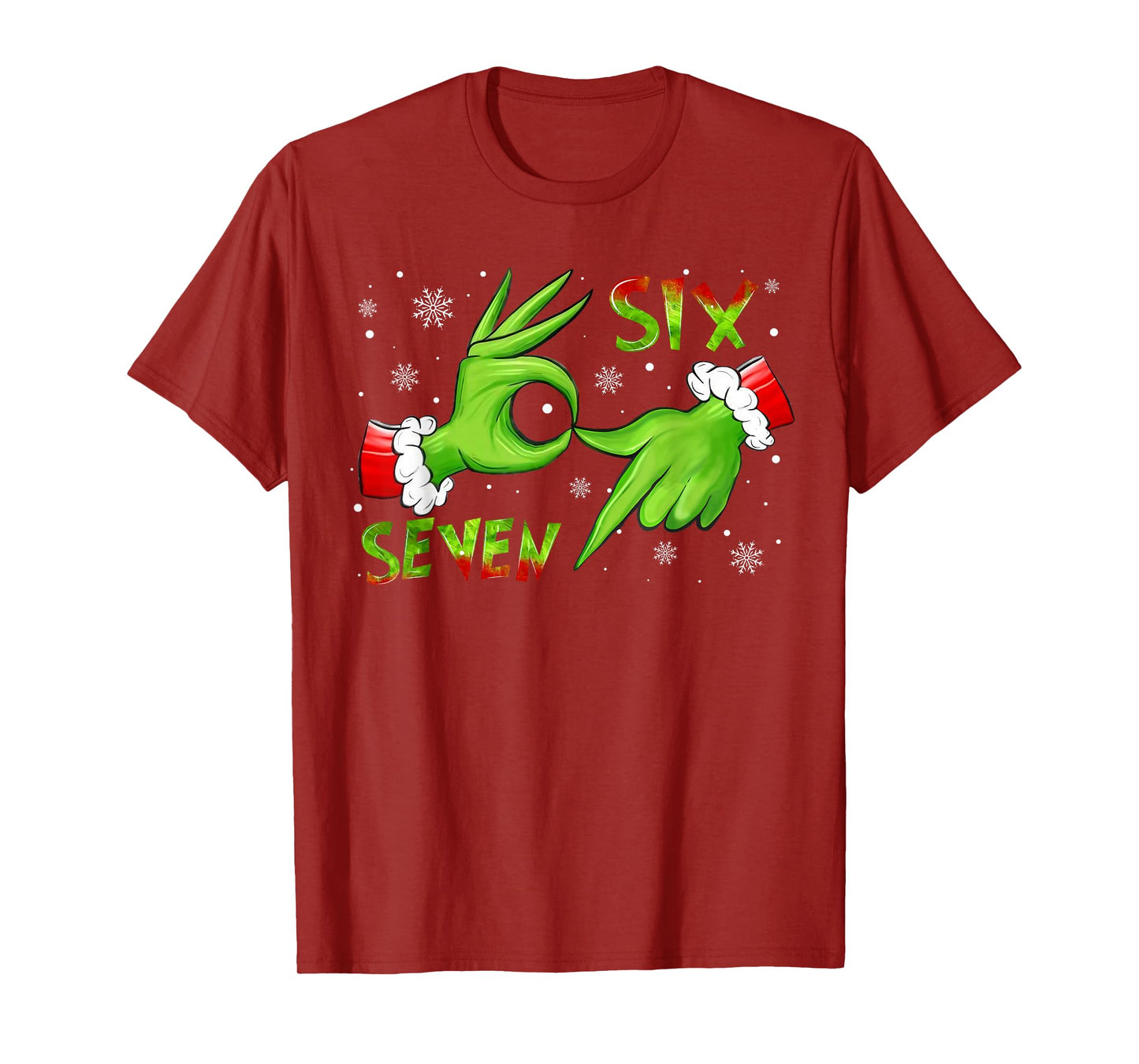 6 7 Six Seven Hand Gen Z Alpha Meme Slang Xmas Christmas T-Shirt
