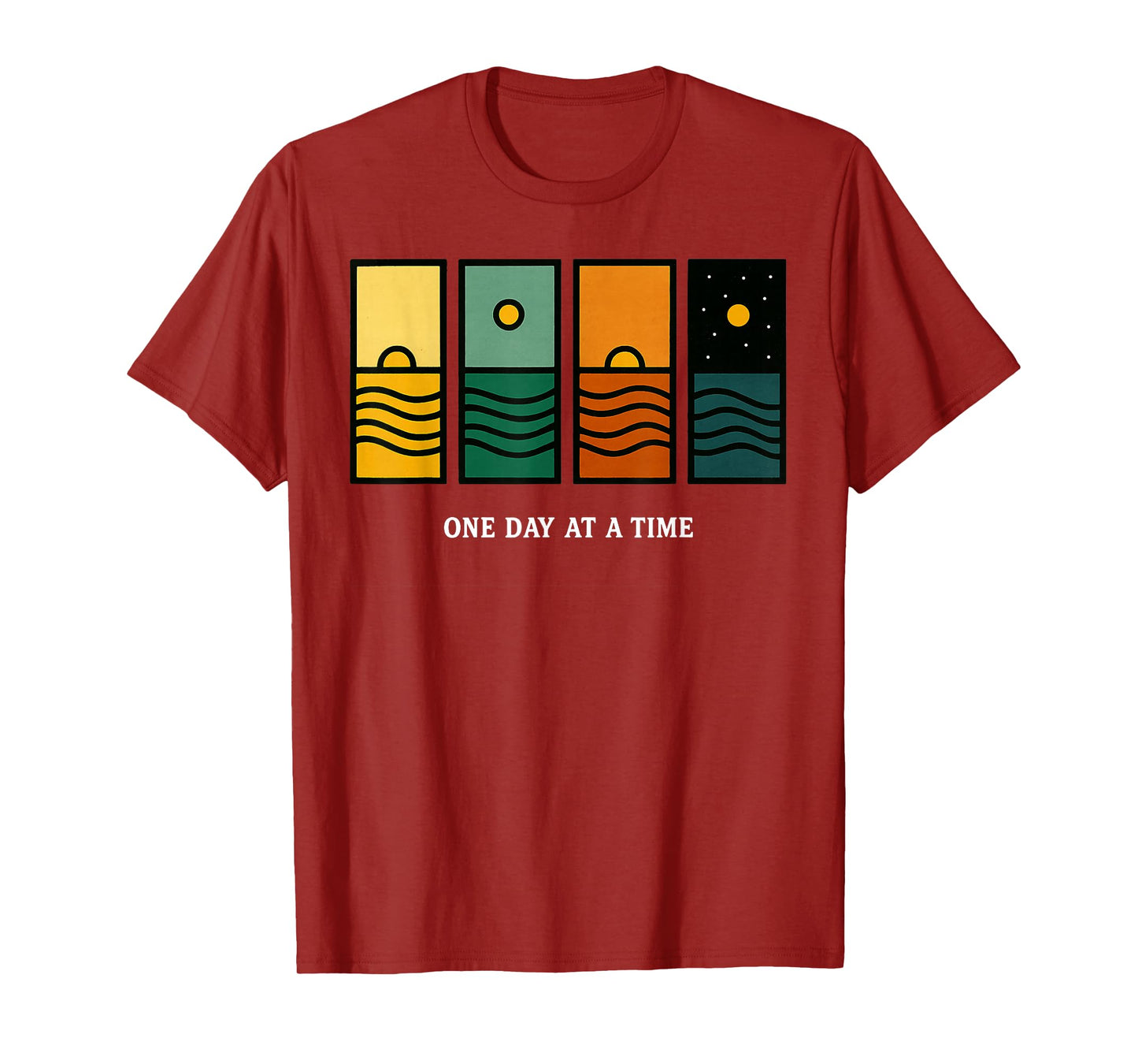 Retro One Day at A Time Motivational Quote Retro Sunset T-Shirt
