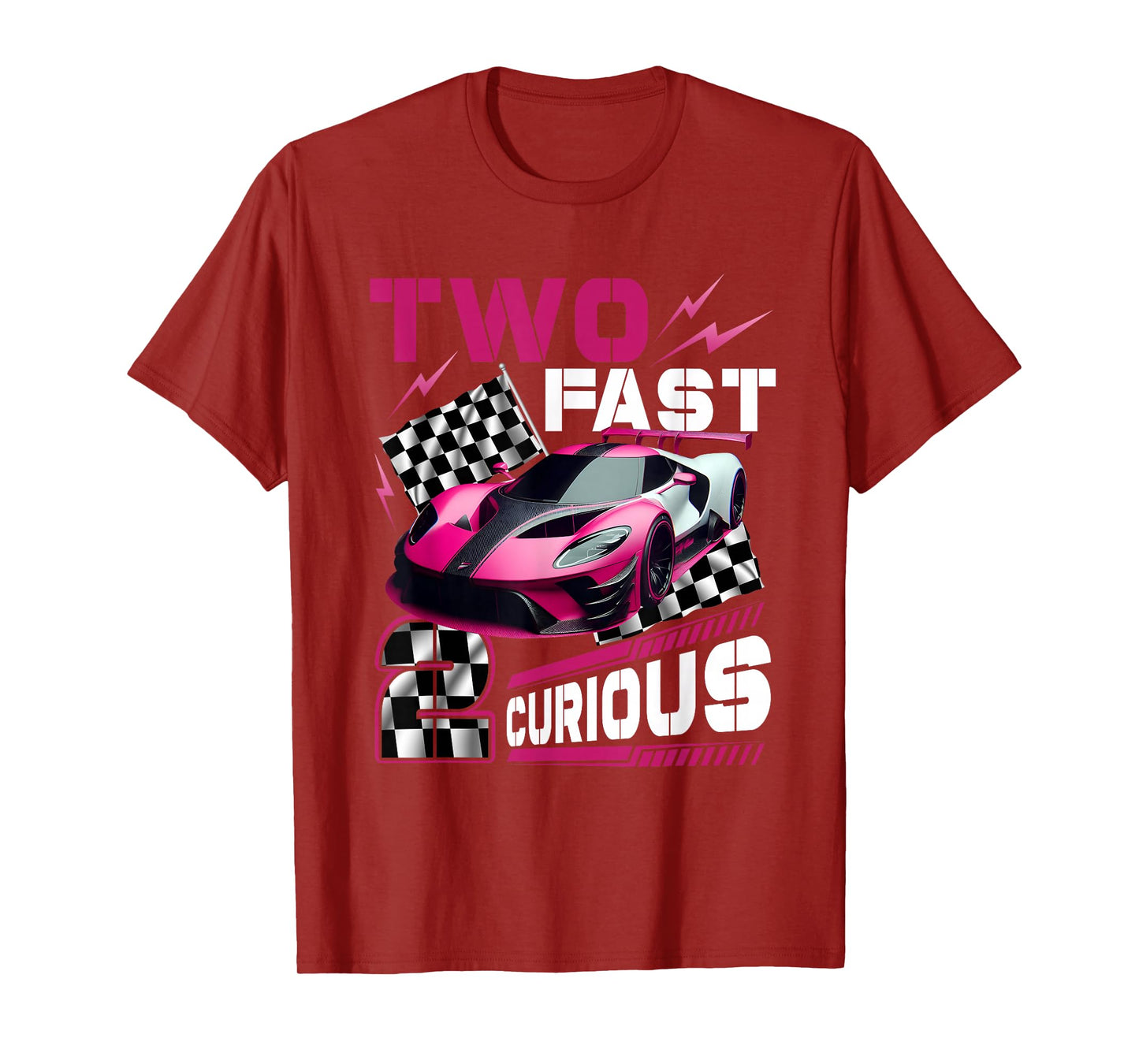 Girl Race Car 2Nd Birthday Decorations Two Fast 2 Curious T-Shirt