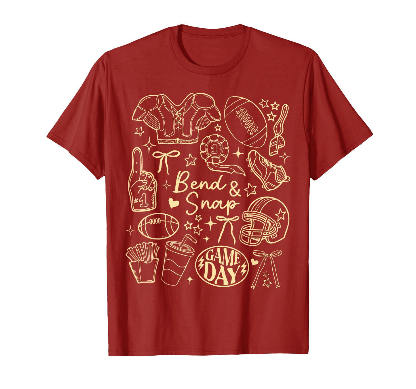 Funny Game Day Touchdown Season Cute Bend and Snap Football T-Shirt
