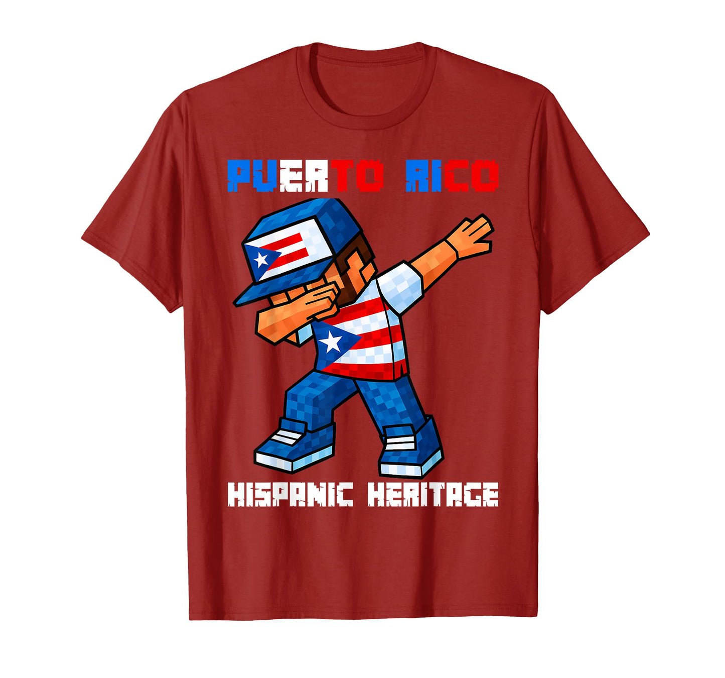 Puerto Rico Dab Boy Game Pixel Hispanic Heritage Rican Kids T-Shirt