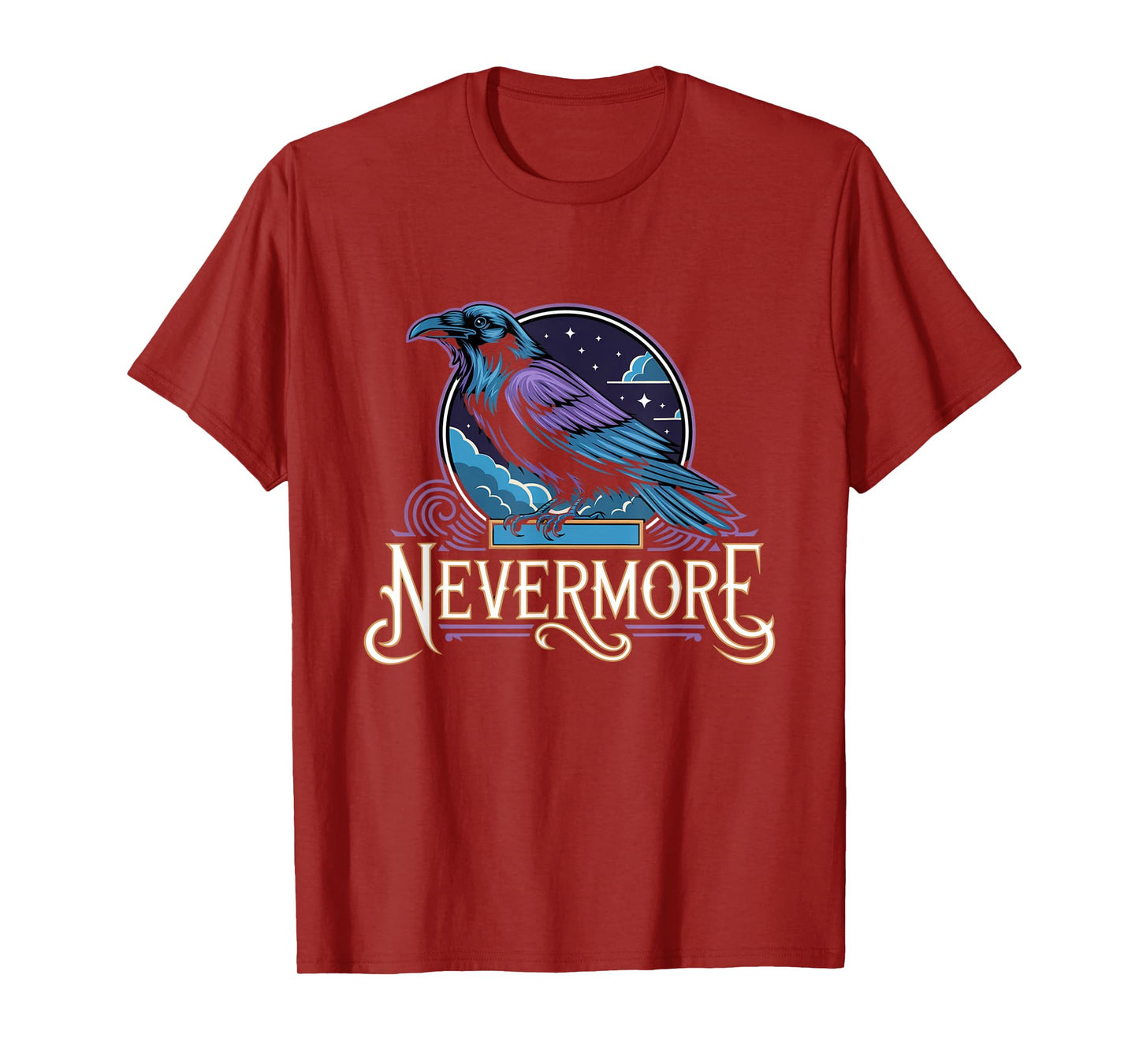 Nevermore Gothic Raven Literary Quote Design T-Shirt
