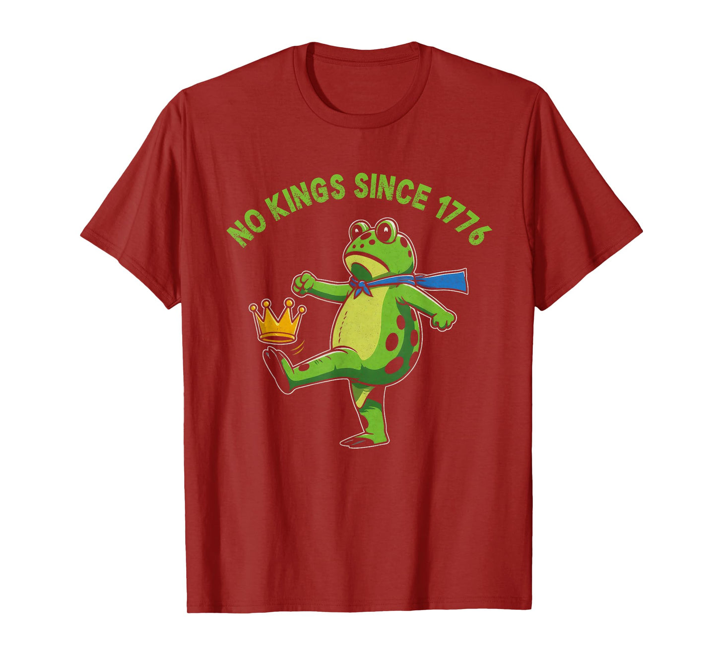 No Kings Since 1776 Portland Frog Kicking Crown Retro T-Shirt