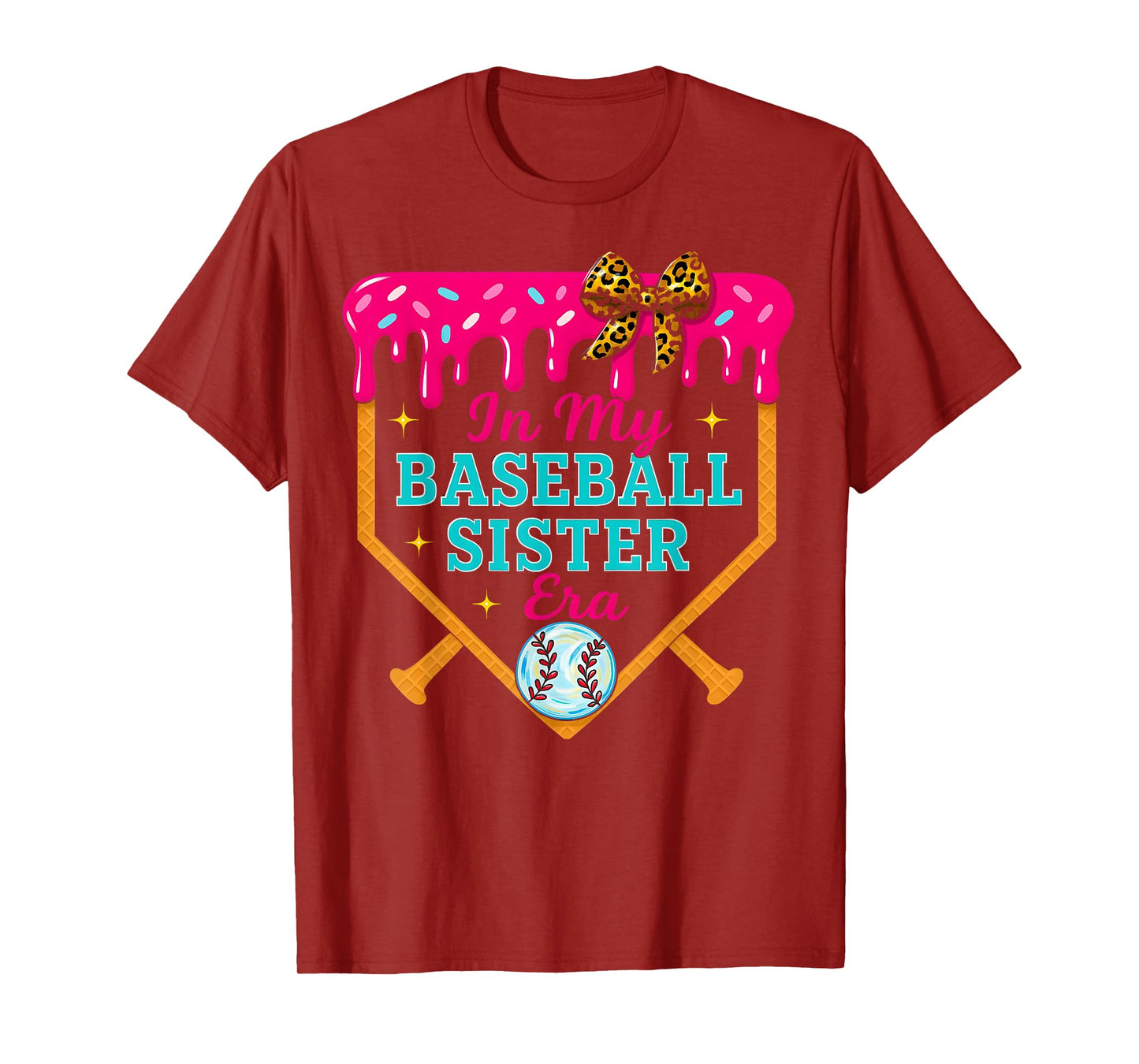 In My Baseball Sister Era Ice Cream Drip Sweet Baseball T-Shirt