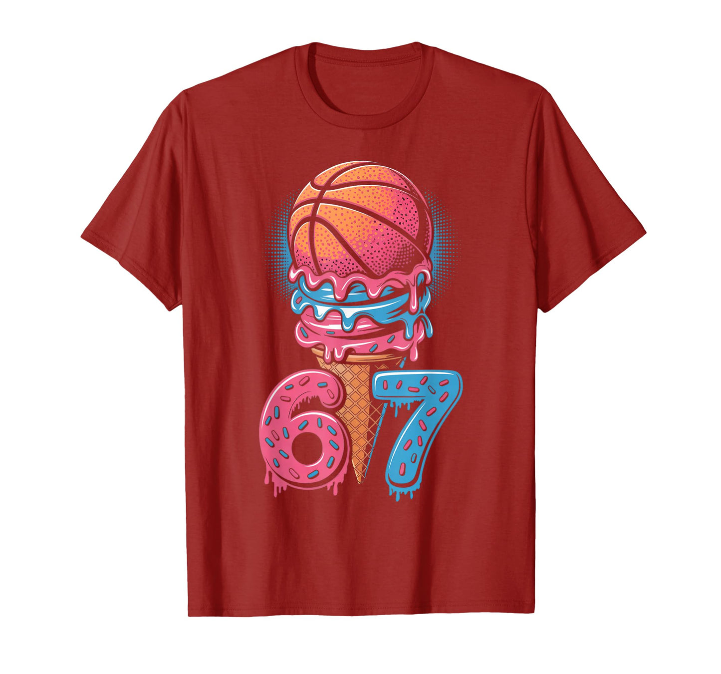Player 67 Number 67th B-Ball Basketball Ice Cream Drip T-Shirt