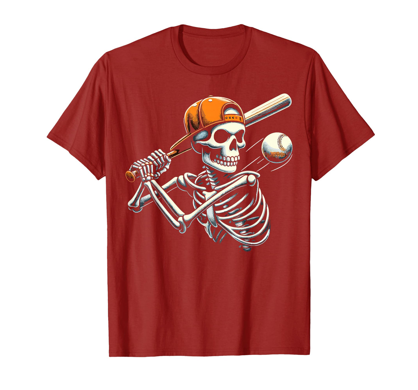 Halloween Boys Batting Skeleton Baseball T-Shirt