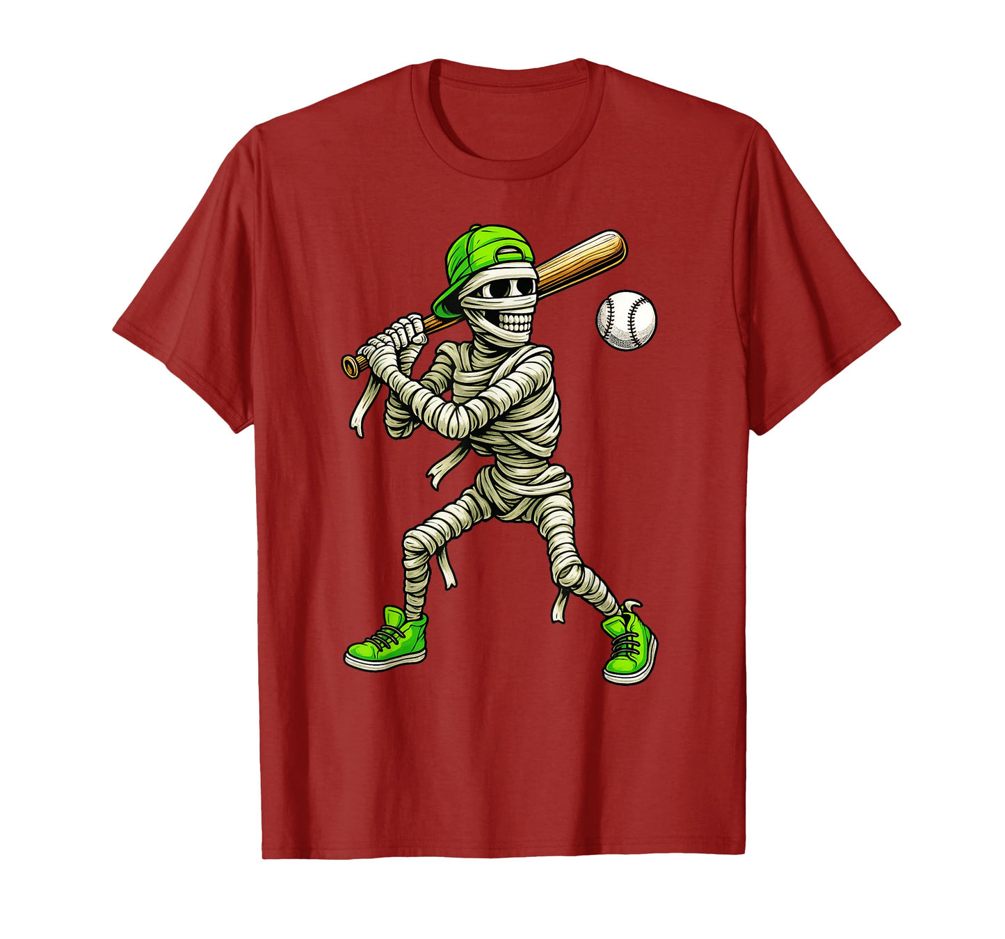 Skeleton Mummy Baseball Halloween Costume Boys Kids Men T-Shirt