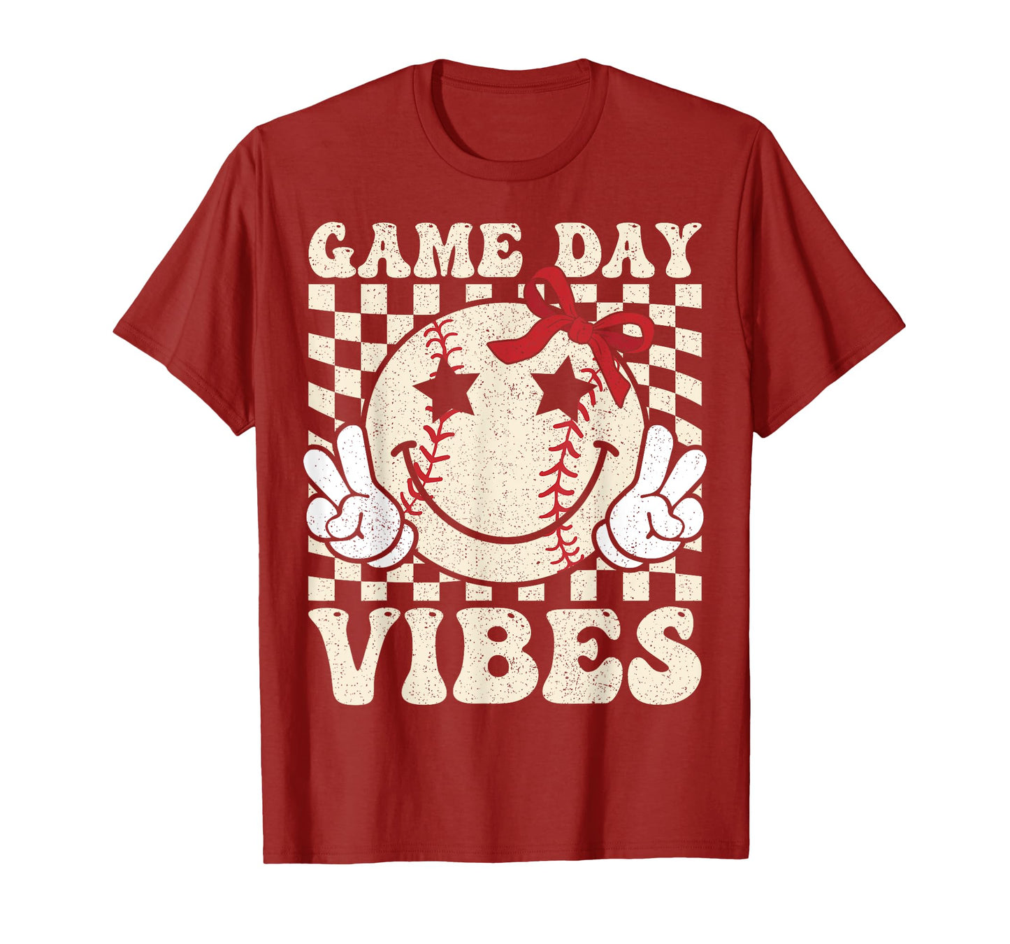 Game Day Vibes Retro Coquette Bow Baseball Girls Women T-Shirt