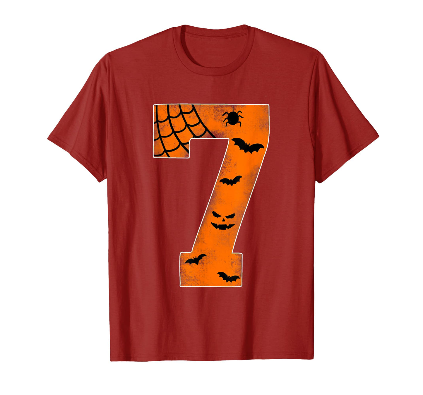 Number 7 7th Birthday Boy Seven Halloween Happy Birthday T-Shirt