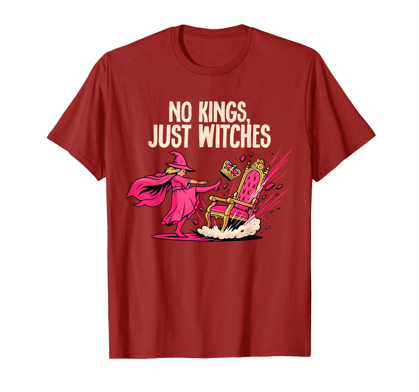 No Kings Just Witches tee Breast Cancer Awareness T-Shirt