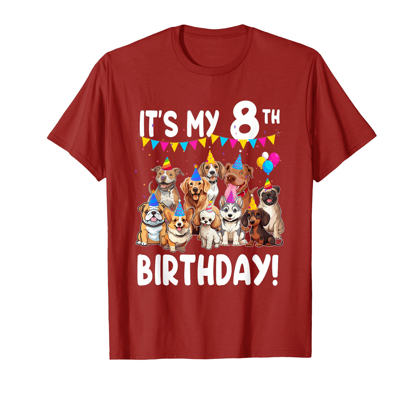 It's My 8th Birthday Dogs Lover Theme 8 Year Old T-Shirt
