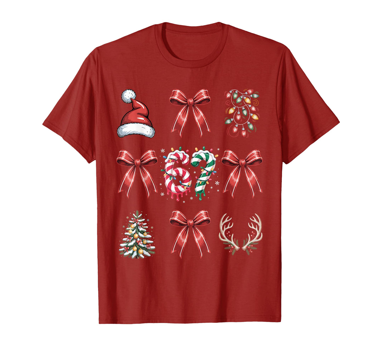 67 Ribbon Christmas Tree Xmas Holiday Number 67 T-Shirt