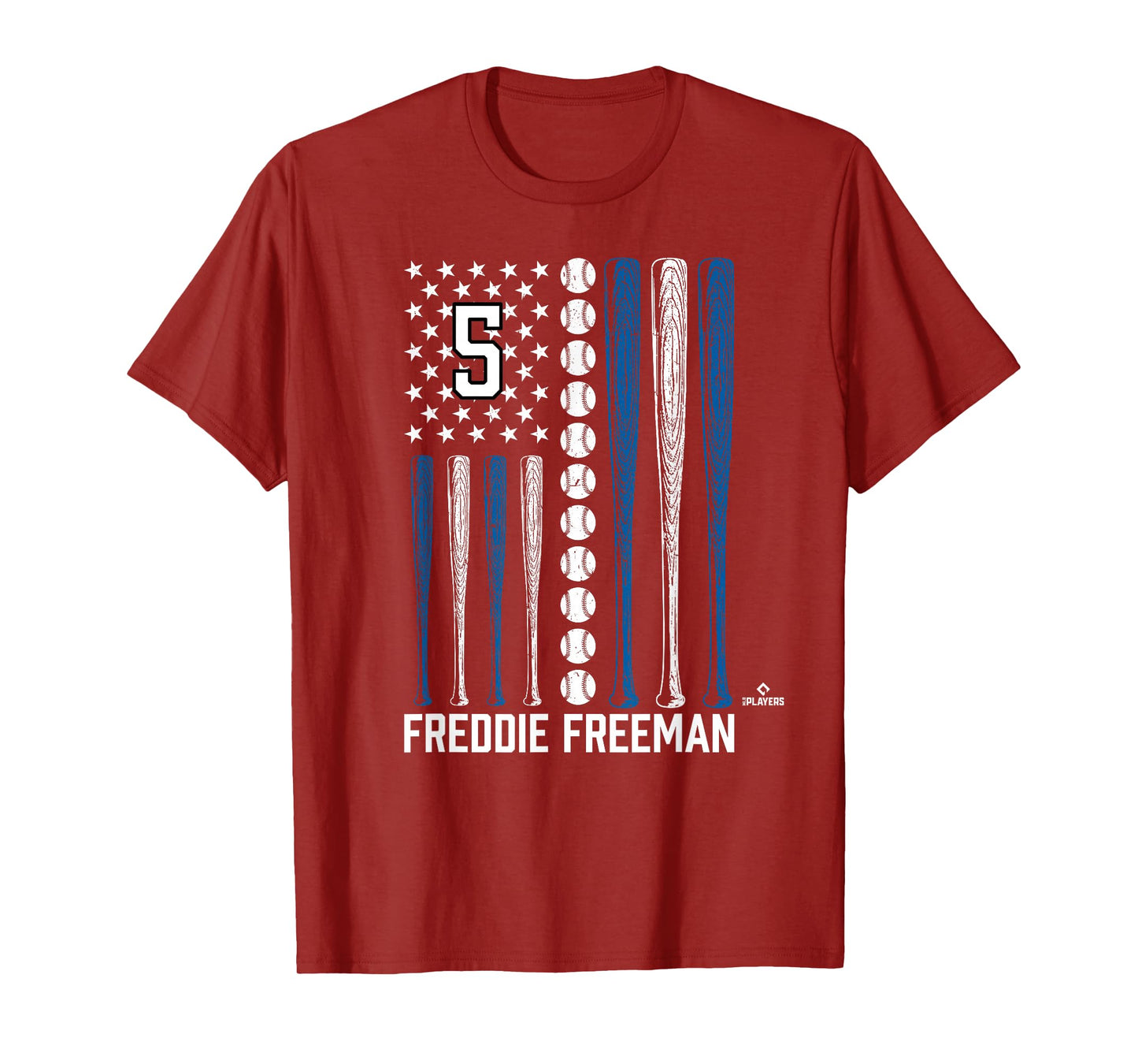 Baseball American Flag Freddie Freeman Los Angeles Baseball T-Shirt