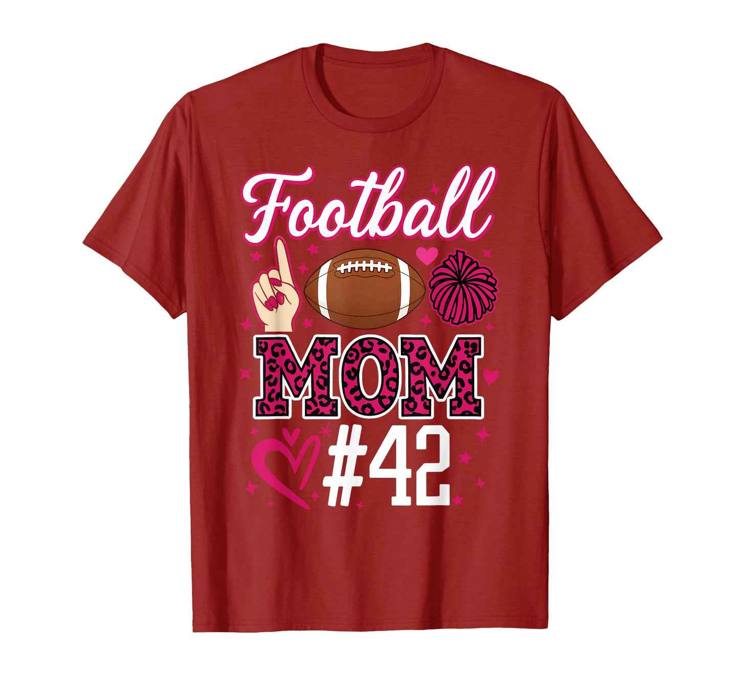 Number 42 Biggest Fan Football Mom Woman Supporter Son Cheer T-Shirt
