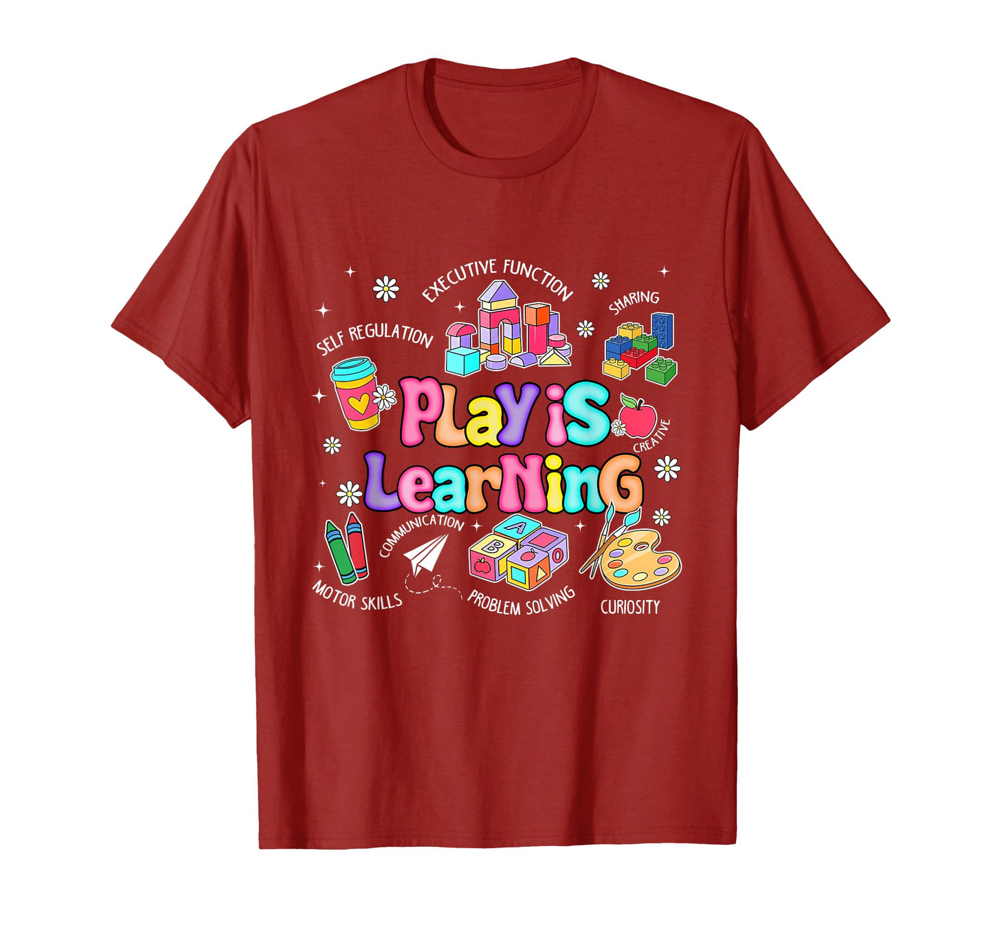Shine Colorful Play is Learning Teacher T-Shirt