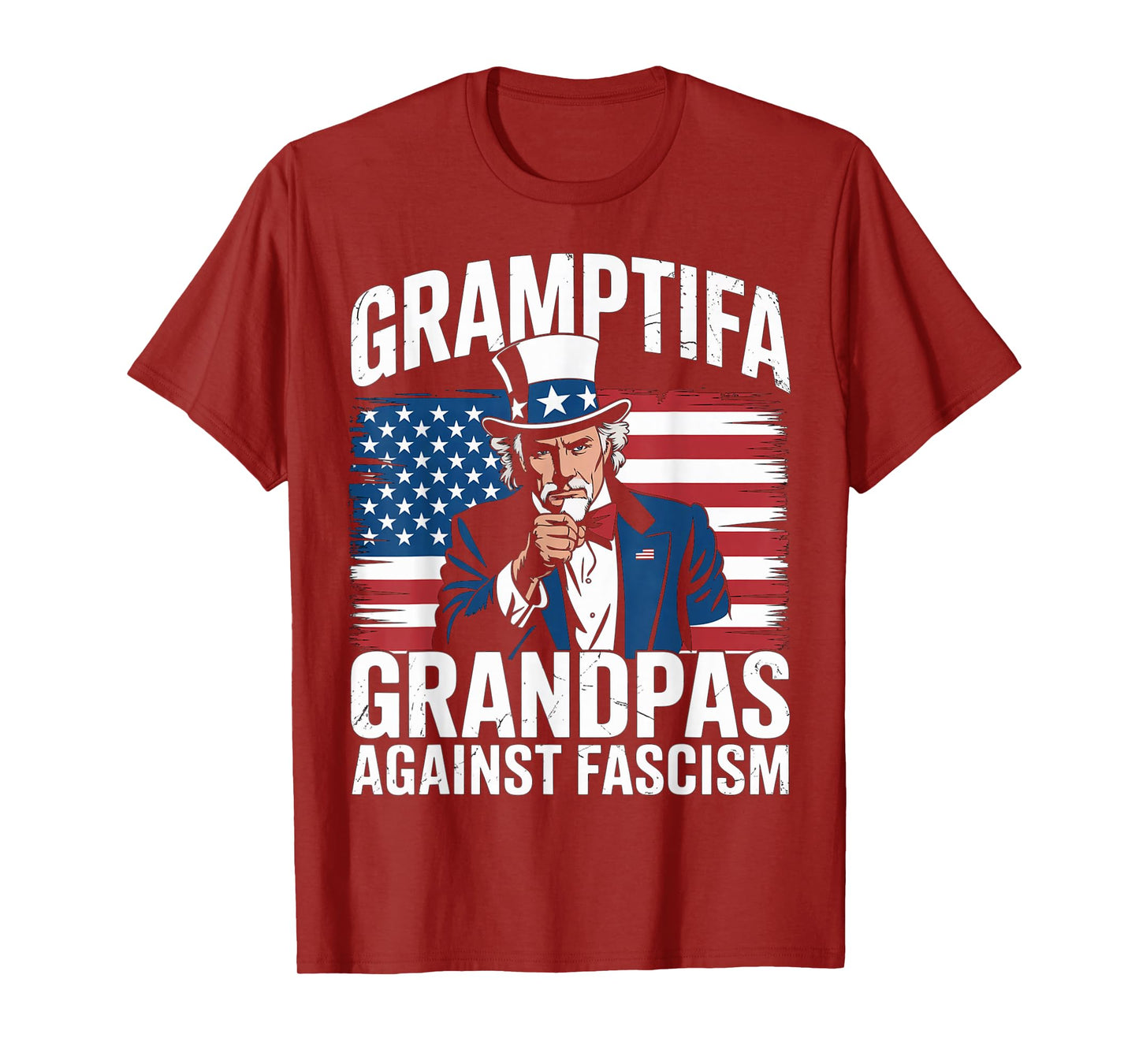 Gramptifa Grandpa Against Fascism Flag Resist No Kings Papa T-Shirt