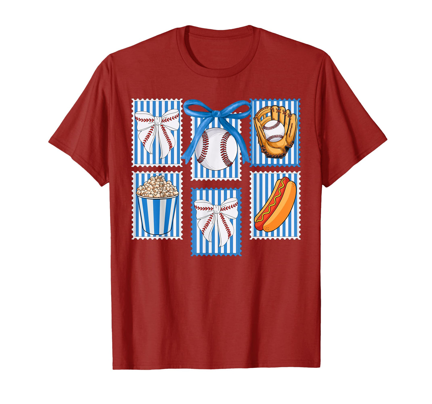 Stamps Coquette Bow Baseball Kids Youth Girls Baseball Mom T-Shirt