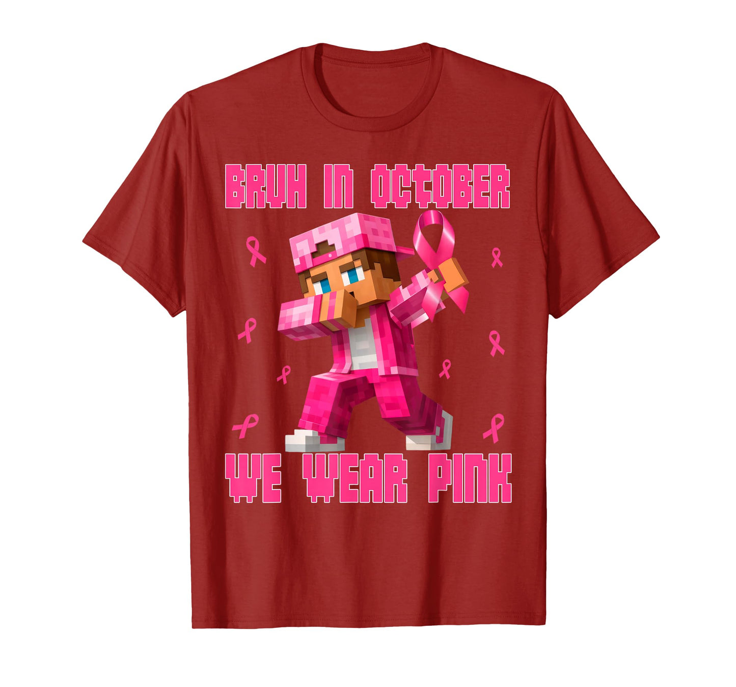 Breast Cancer Shirt Kids Boys Bruh in October We Wear Pink T-Shirt