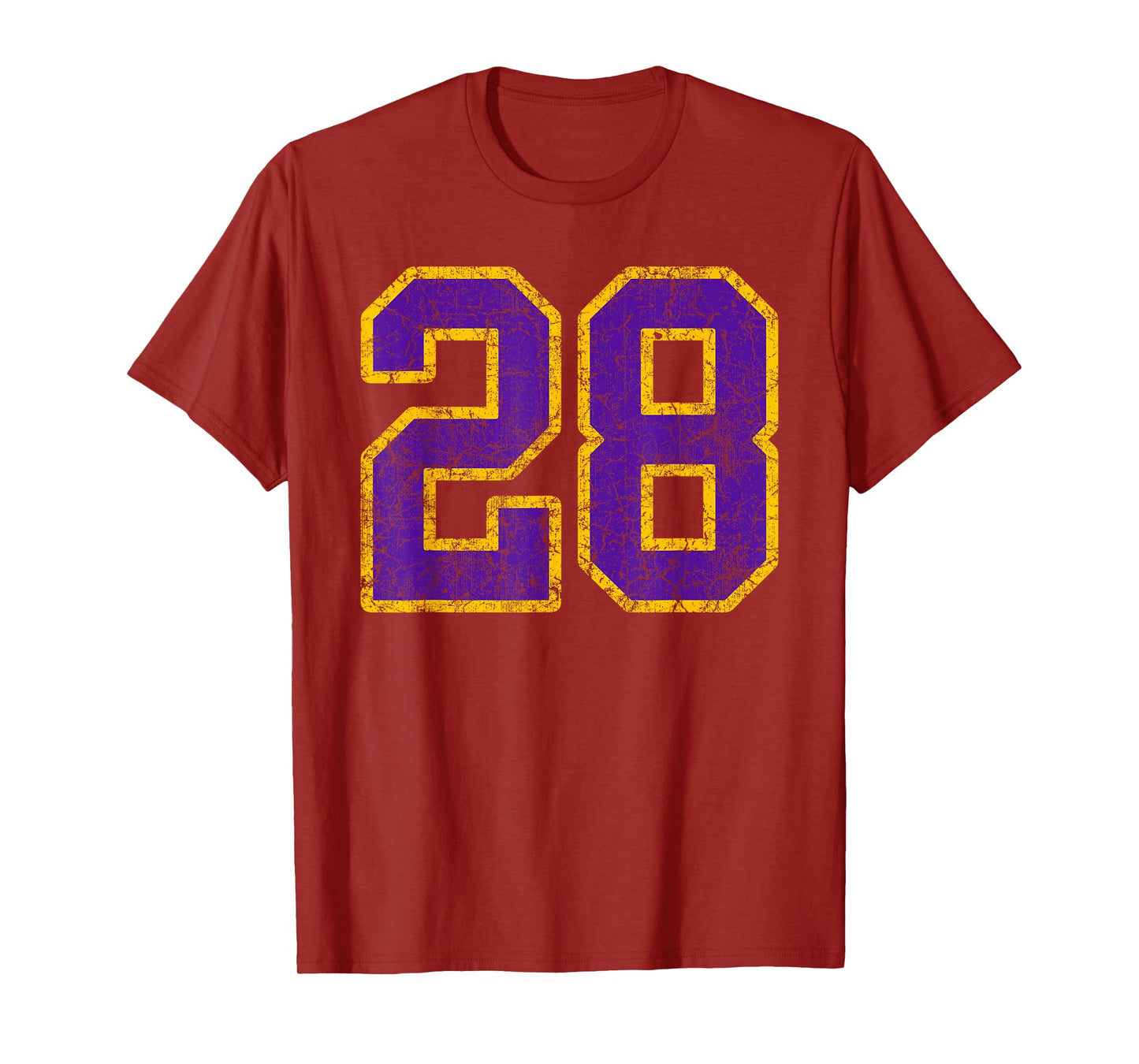 Purple Gold Number 28 Jersey Player Uniform #28 Grunge T-Shirt