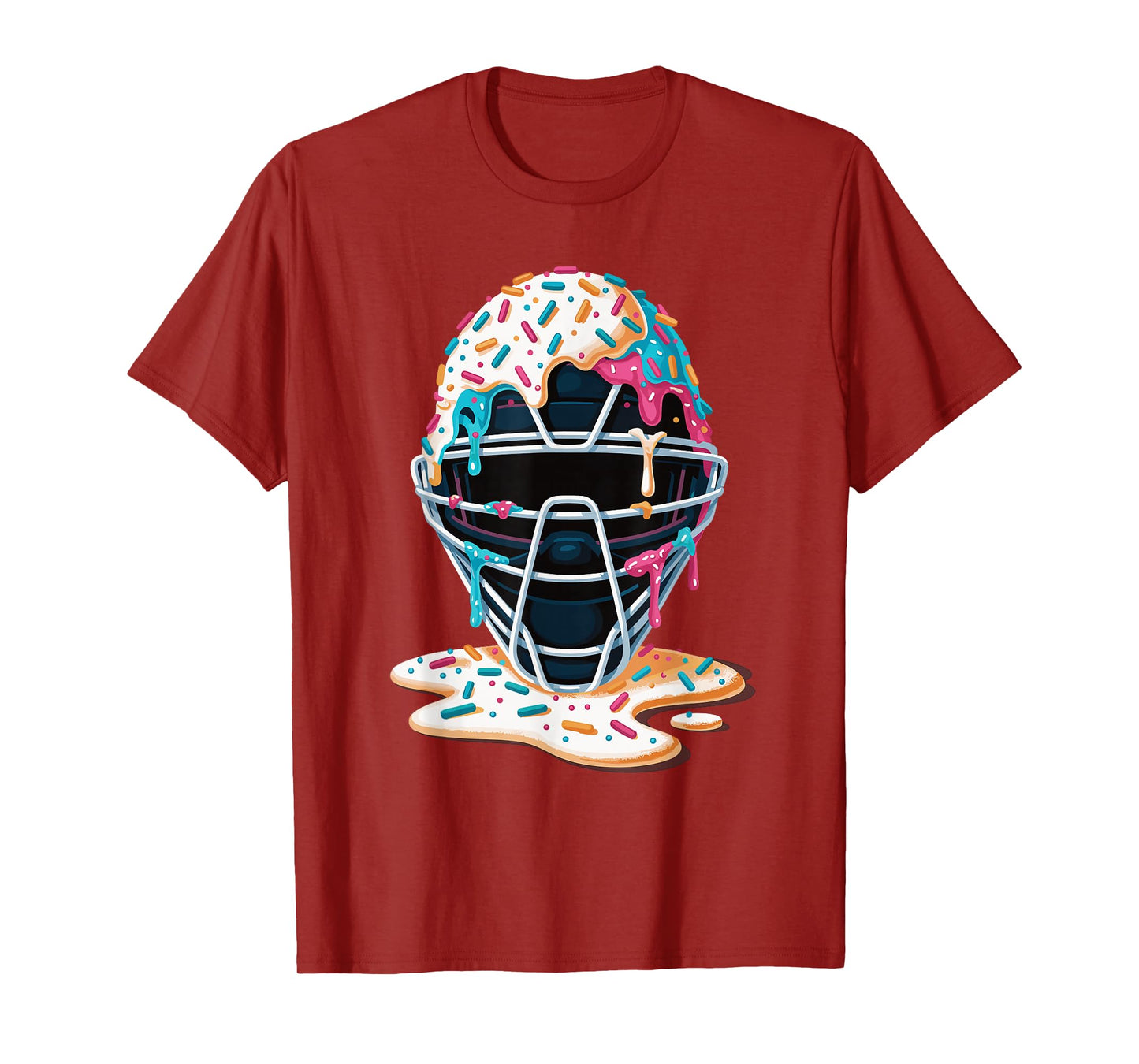 Baseball Catcher Mask Ice Cream Dripping Baseball Fan Boys T-Shirt