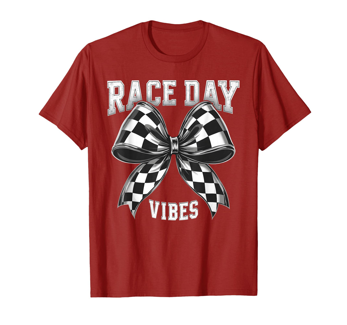 Race Day Vibes Checkered Coquette Bow Car Racing men women T-Shirt