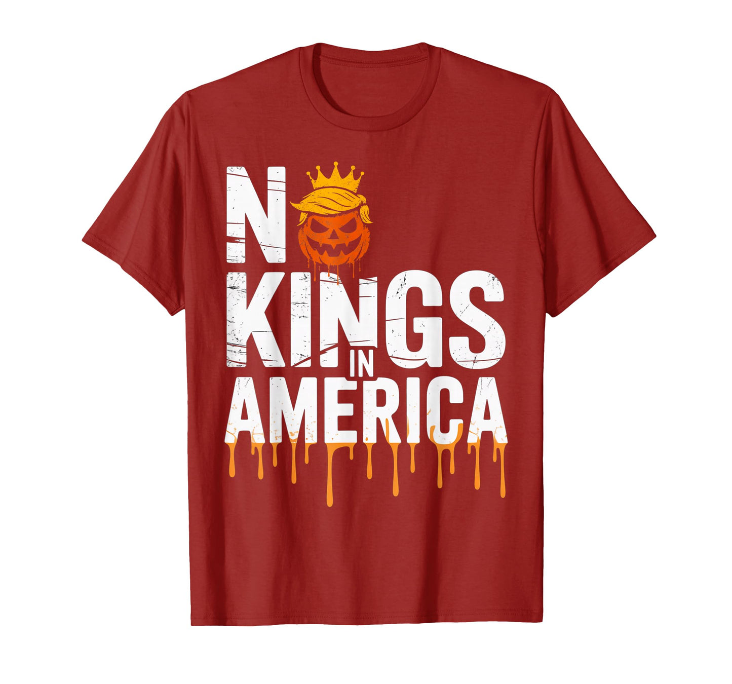 Funny No Kings Halloween 2025 Distressed USA Flag T-Shirt