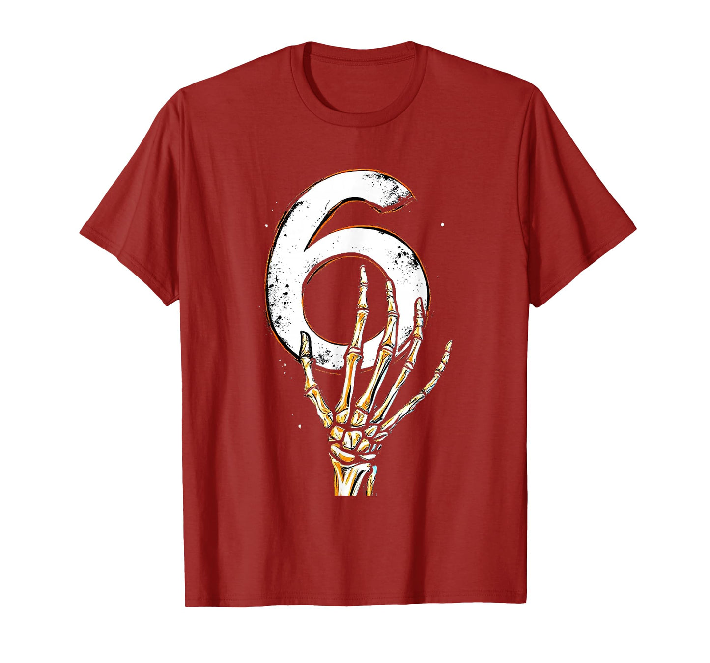 Skeleton Hand Holding Number 6 Matching 67 Halloween Horror T-Shirt