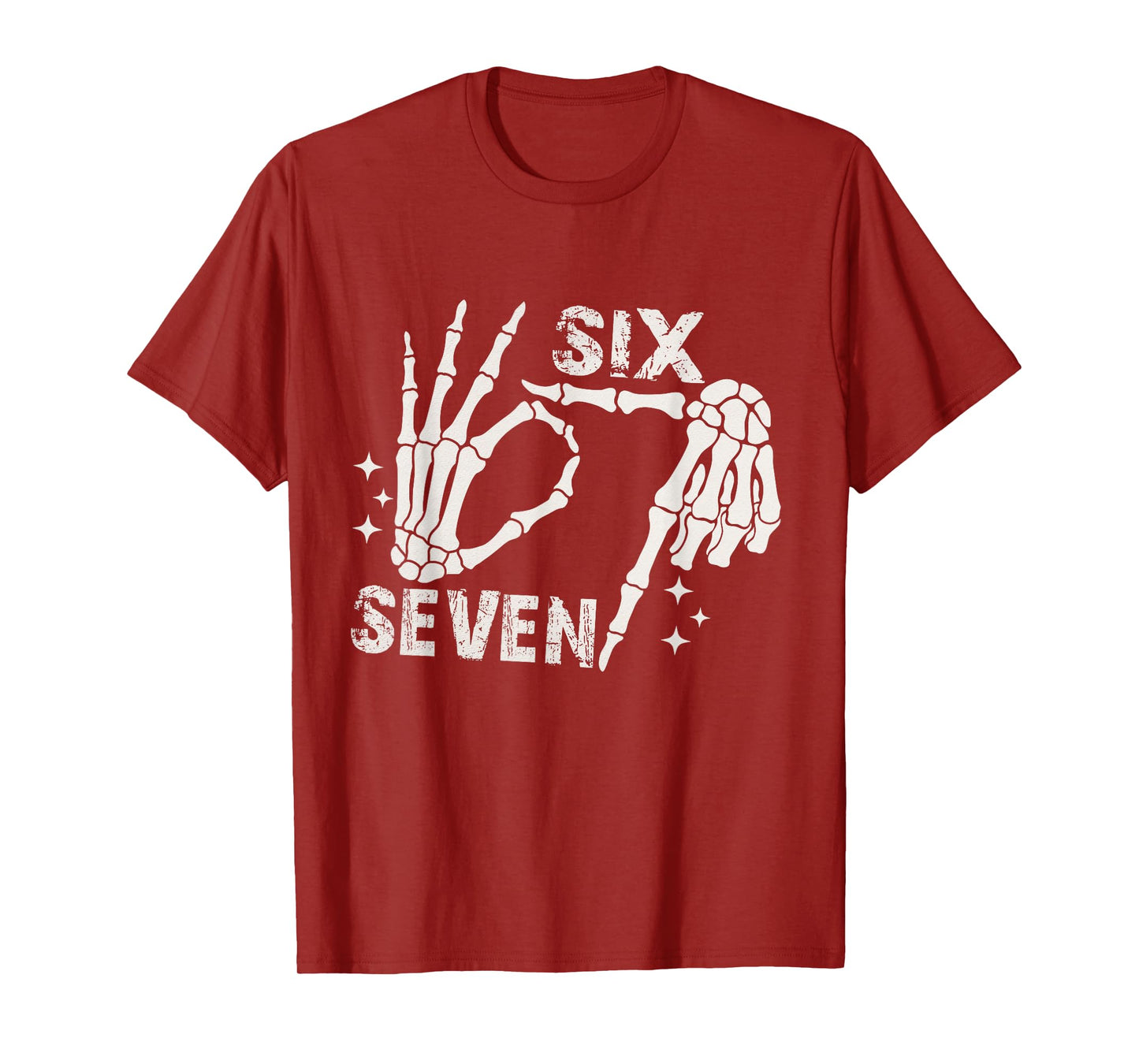 Six Seven 6 7 Meme Skeleton Hands Sign T-Shirt