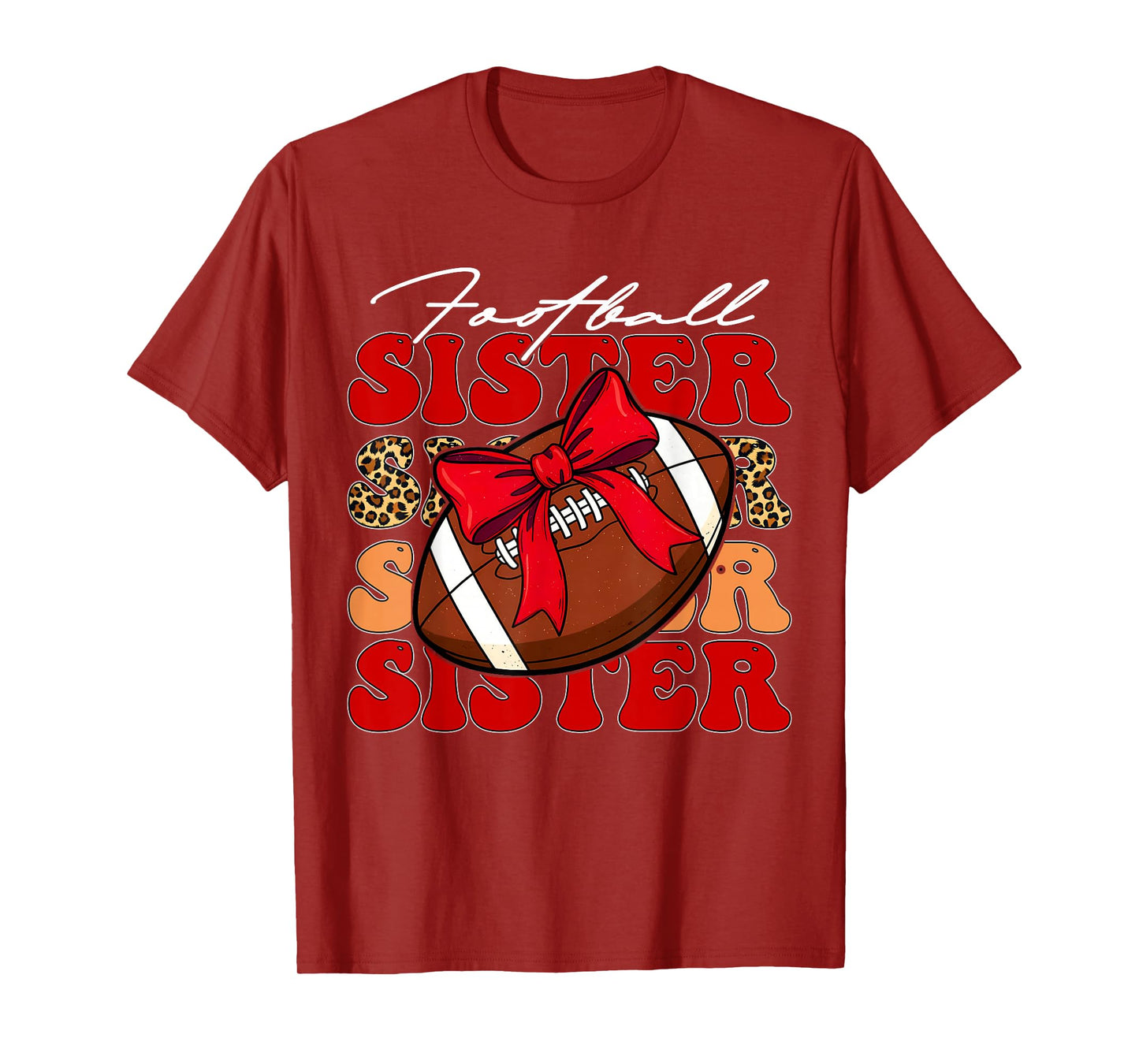 Coquette Bow American Football Sister Game Day Women Girls T-Shirt