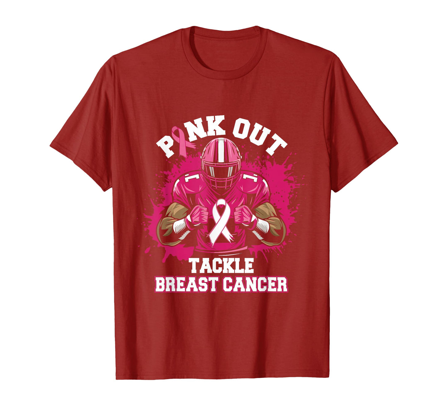 Football Pink Out Tackle Breast Cancer Awareness Graphic T-Shirt