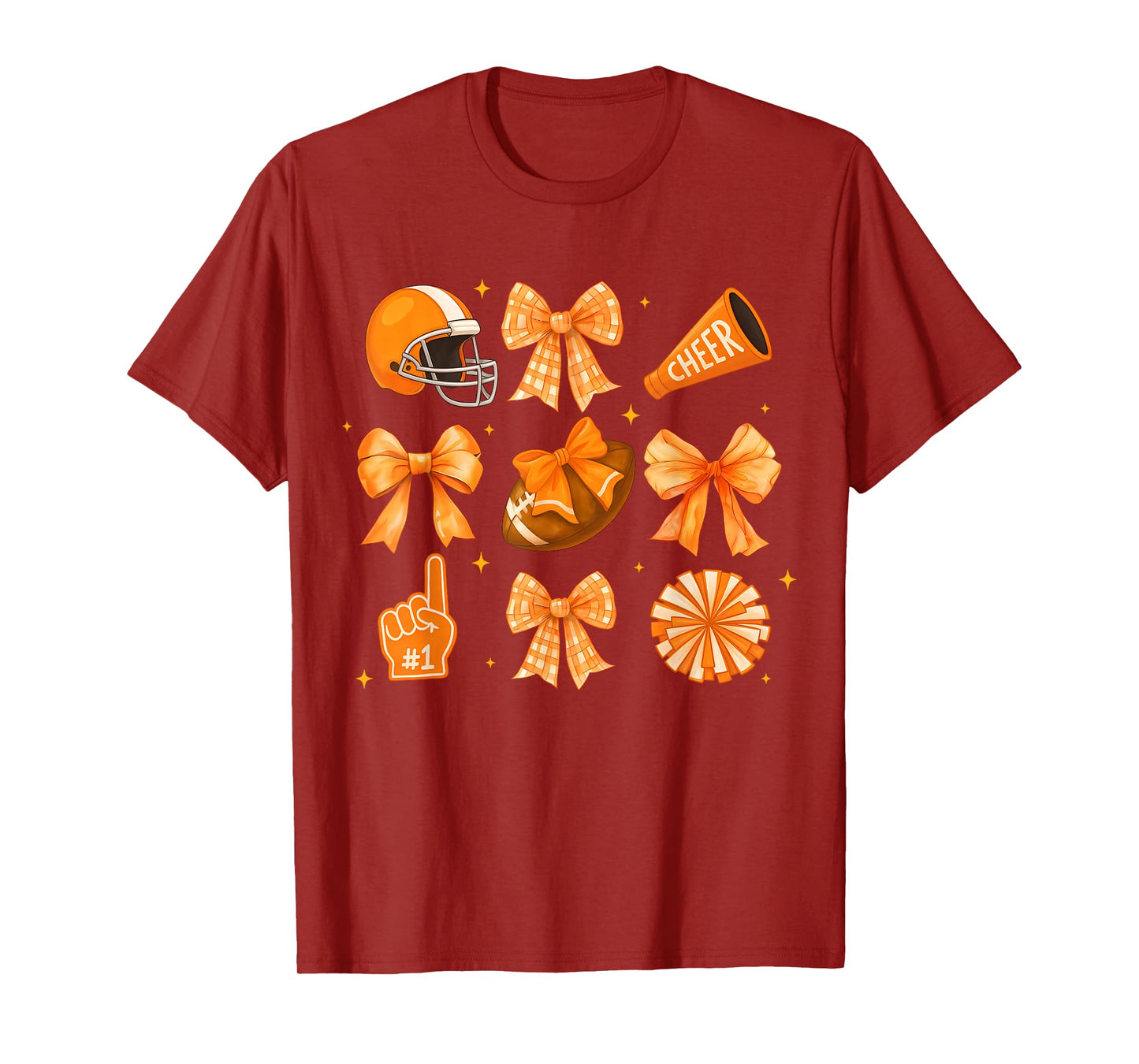 Orange Football Game Day Coquette Bow Touchdown Season T-Shirt