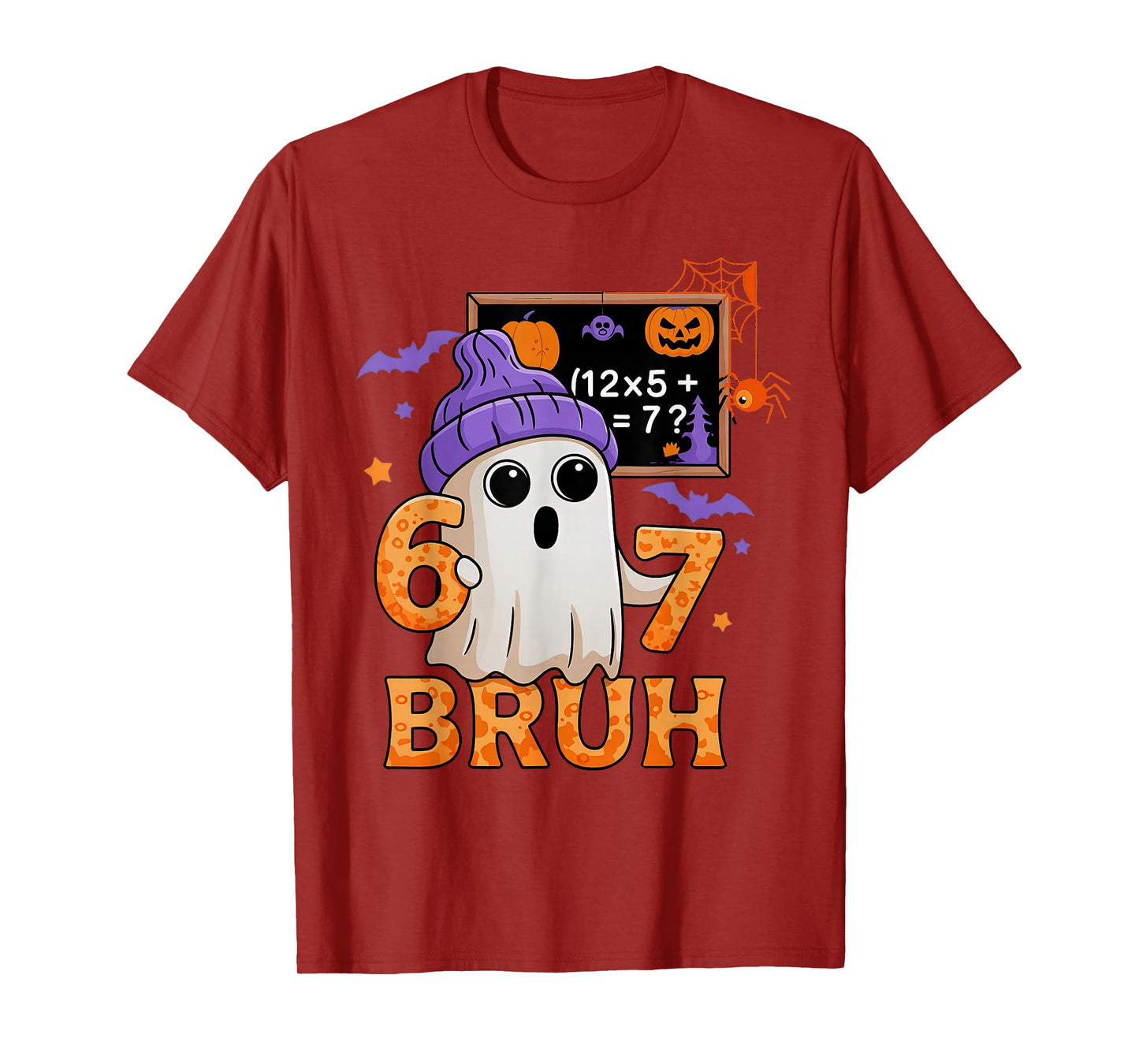 67 Teacher Halloween Ghost Six Seven Meme Math Equation Bruh T-Shirt
