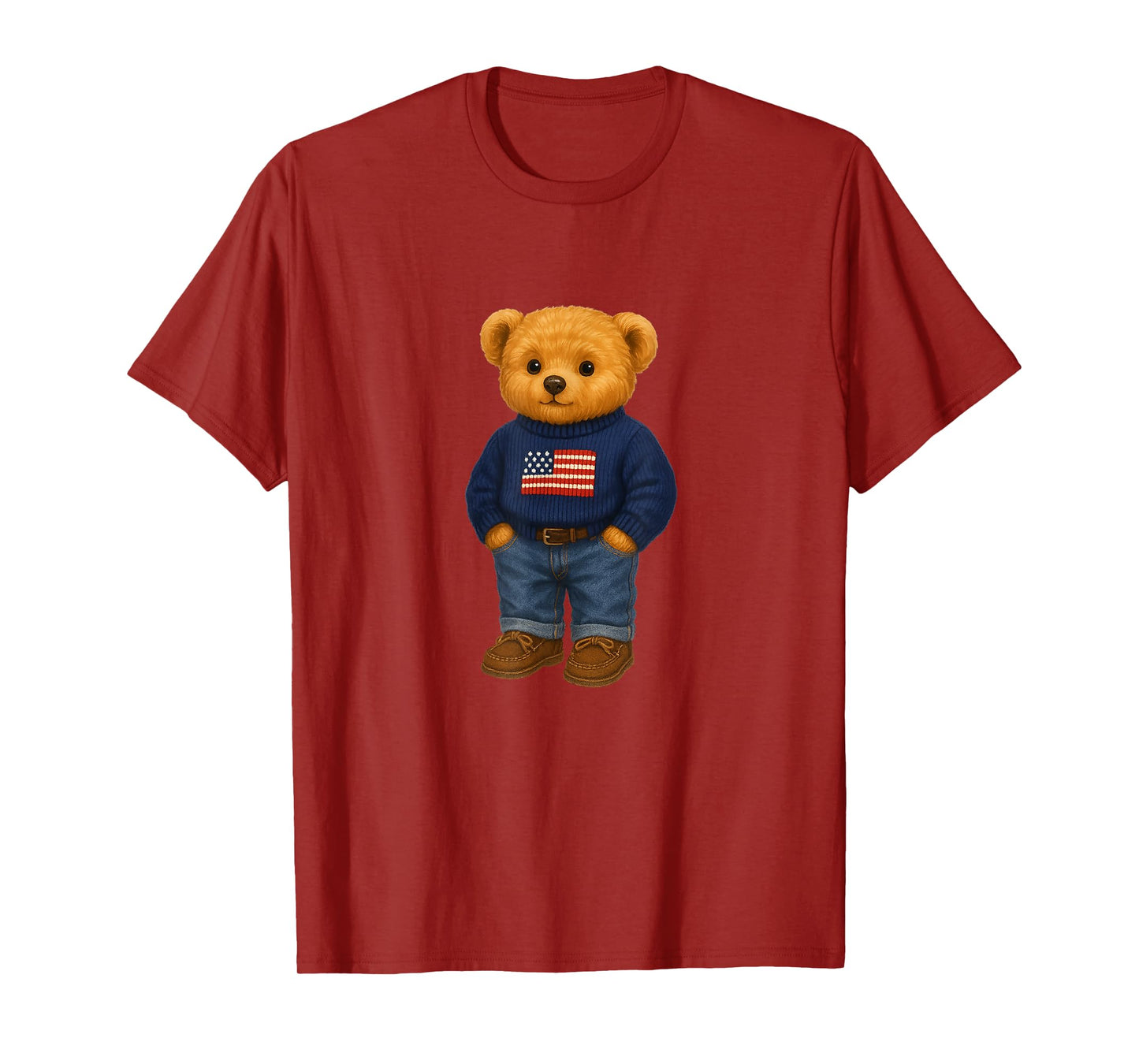 Cool American USA Teddy Bear Illustration Graphic Designs T-Shirt