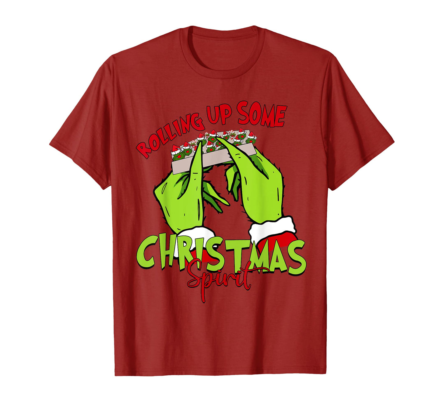 Rolling Up Some Christmas Spirit Xmas Santa Pajamas Holiday T-Shirt
