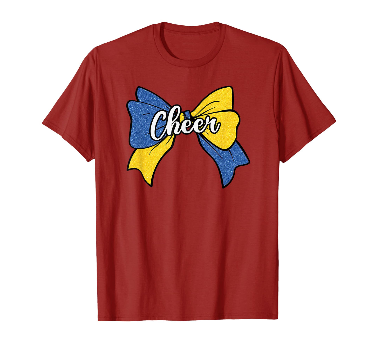 Cheer Coquette Bow Blue Yellow Cheerleader Cheerleading T-Shirt