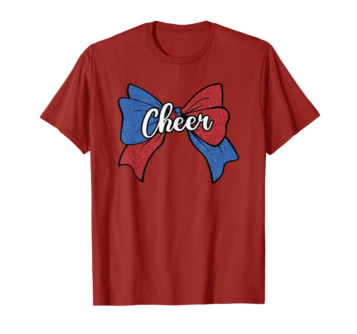 Cheer Bow Blue Red Funny Sport Cheerleader Cheerleading T-Shirt