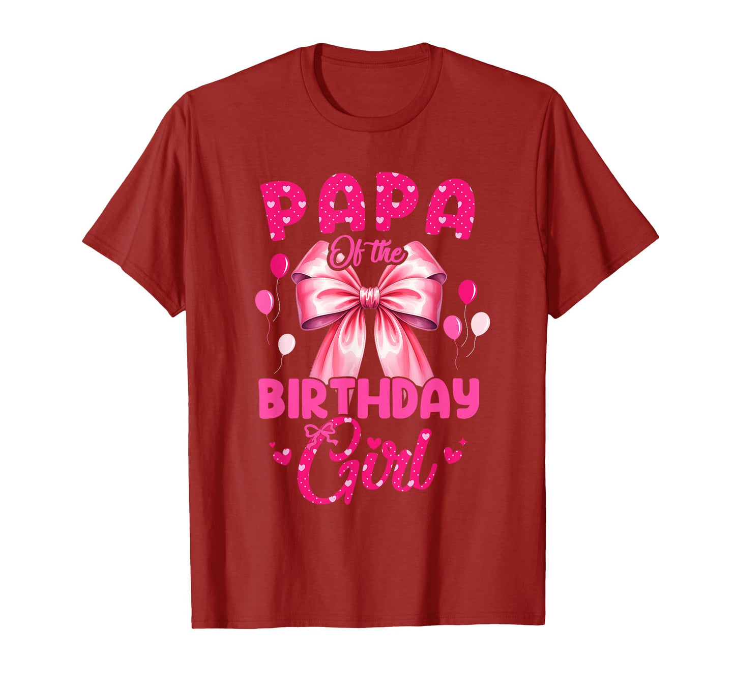 Papa of The Birthday Girl Coquette Bow Matching Family T-Shirt