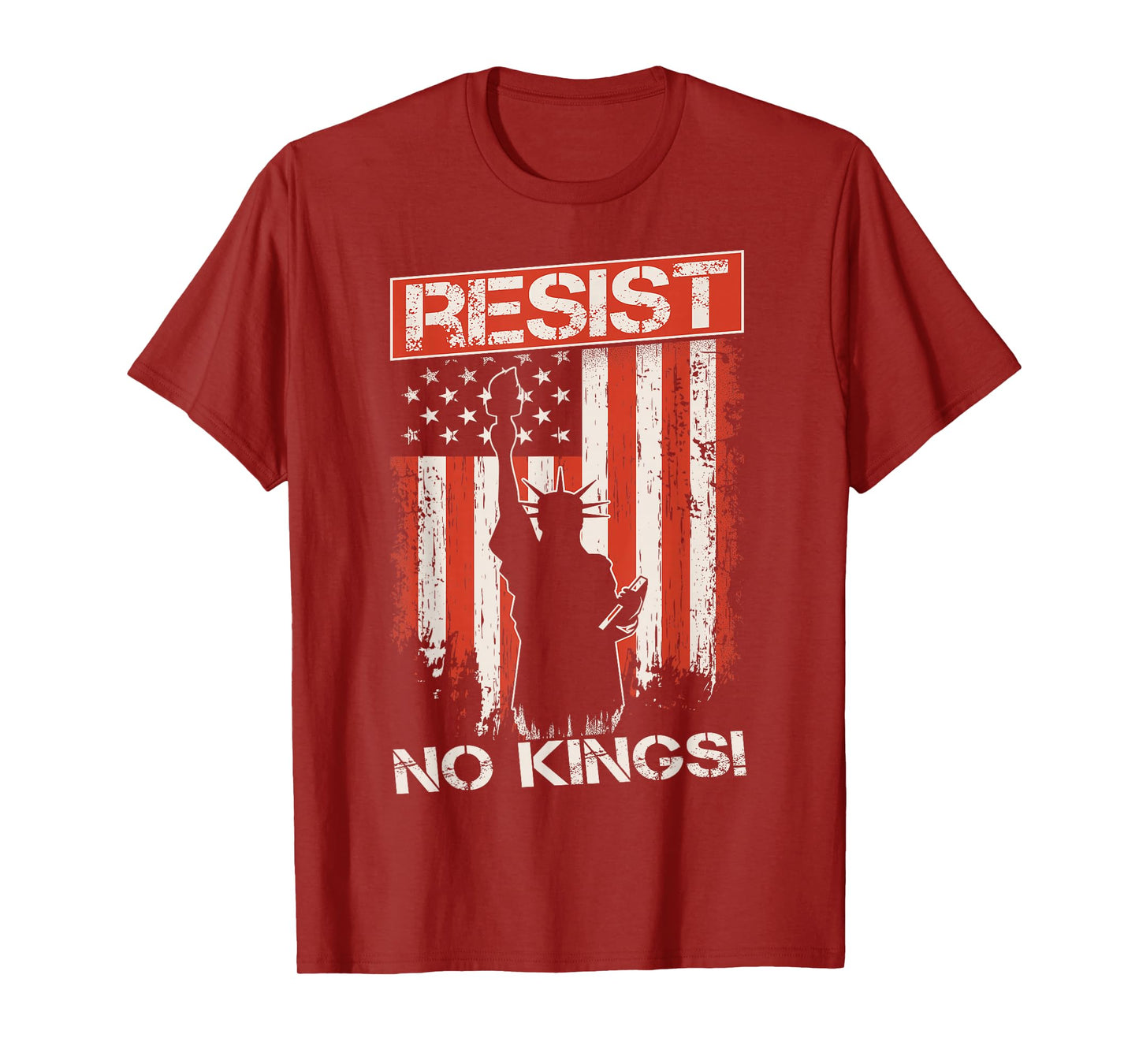 Vintage No Kings Resist Statue Liberty Patriotic USA Flag T-Shirt