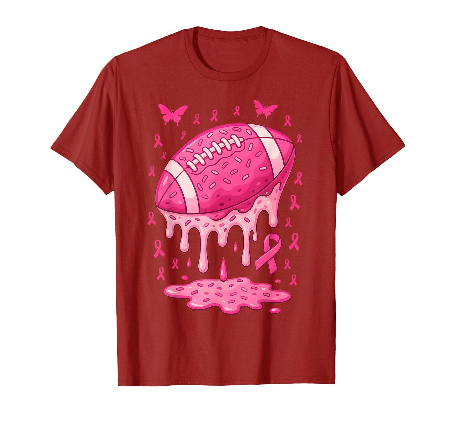 Football Drip Ice Cream Breast Cancer Awareness Boys & Girls T-Shirt
