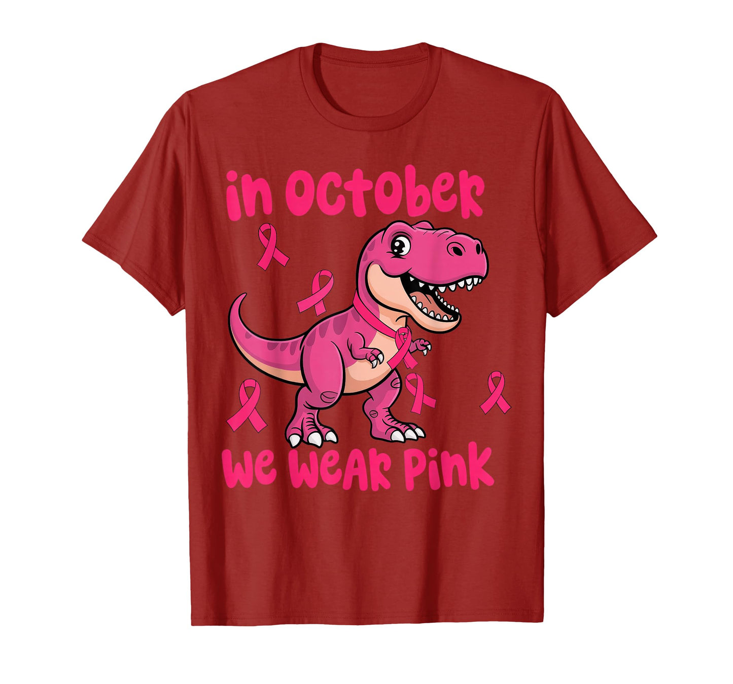 in October We Wear Pink Breast Cancer Trex for Boys Kids T-Shirt