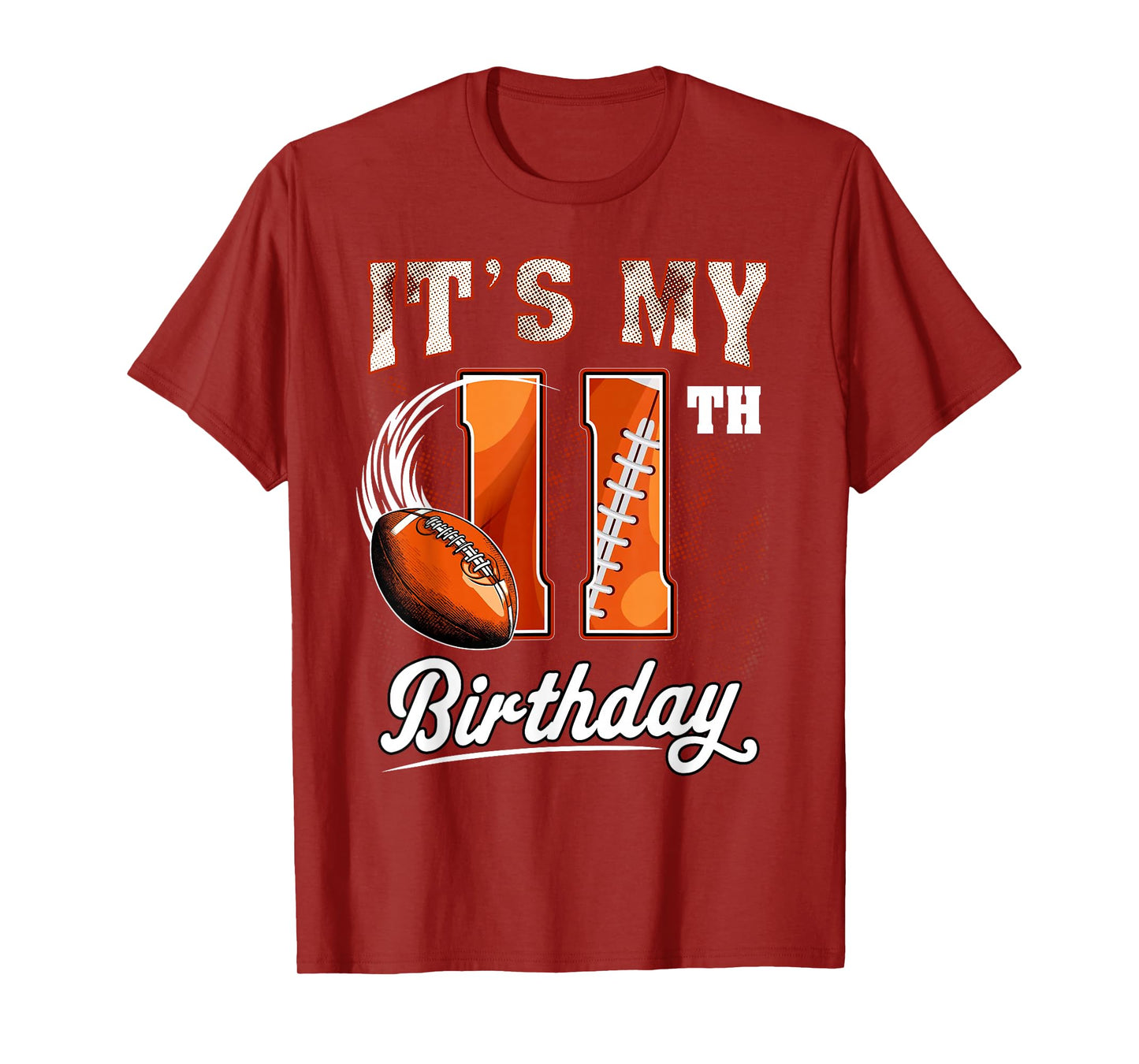 Kids 11 Year Old It's My 11th Birthday Football Themed Party T-Shirt