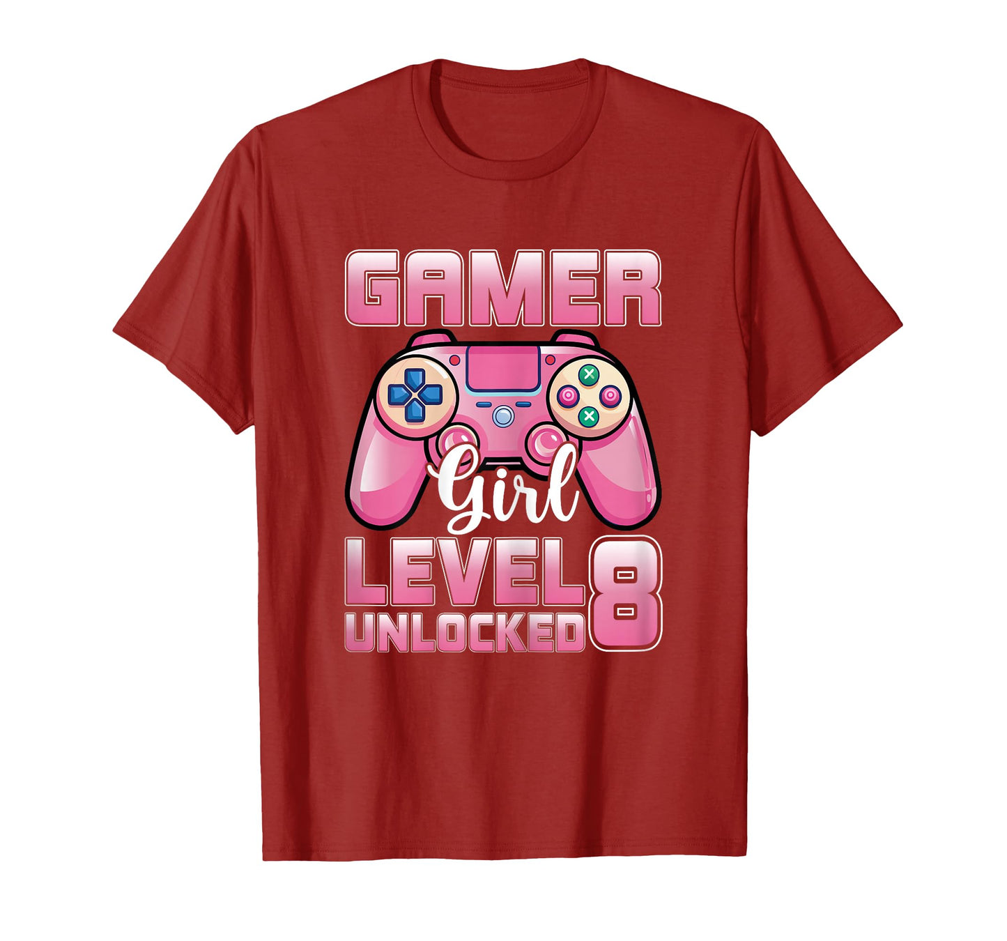 Gamer Girl Level 8 Unlocked Video Gaming 8th Birthday Party T-Shirt
