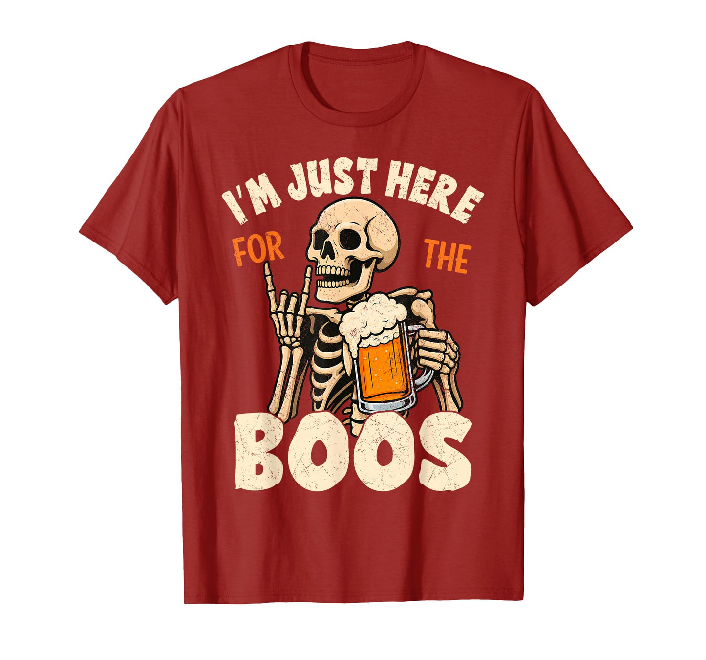 I'm Just Here for The Boos Funny Halloween Men Skeleton T-Shirt